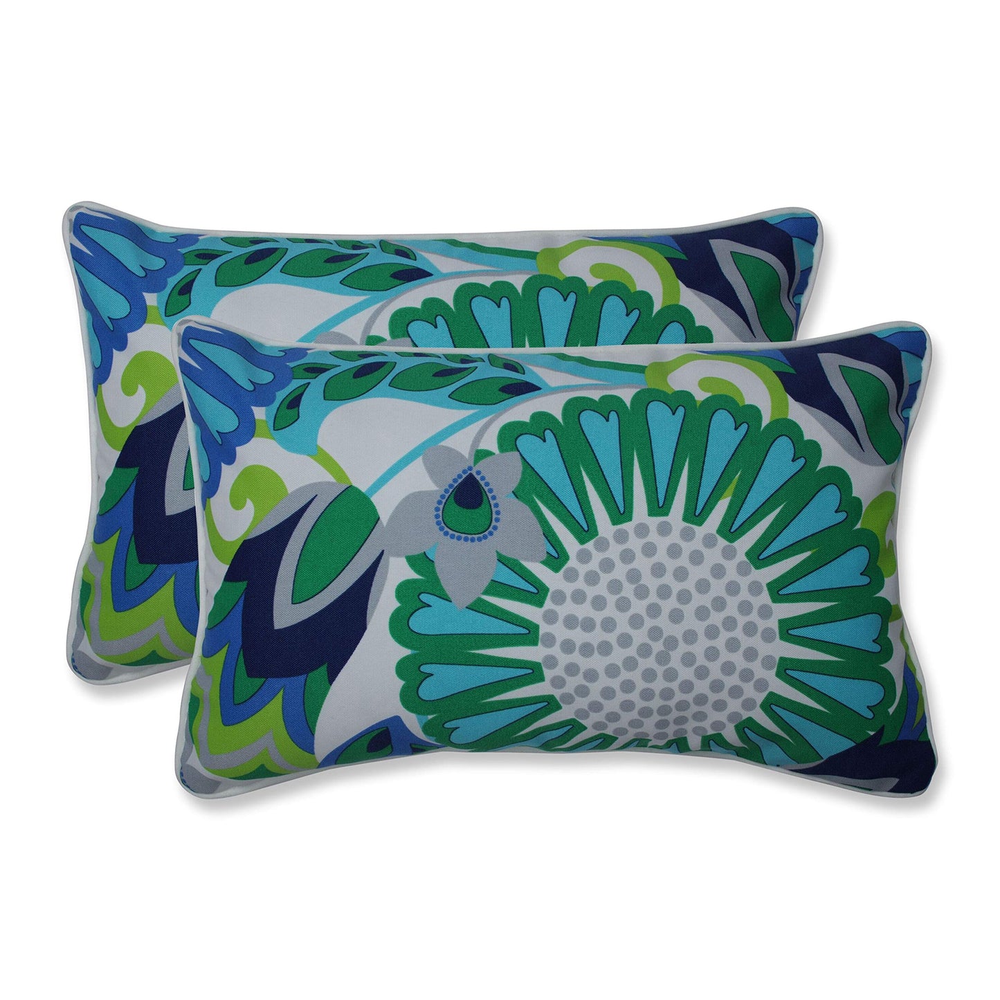 Pillow Perfect Floral Indoor/Outdoor Accent Throw Pillow, Plush Fill, Weather, and Fade Resistant, Large Throw - 18.5" x 18.5", Brown/Green Coventry, 2 Count
