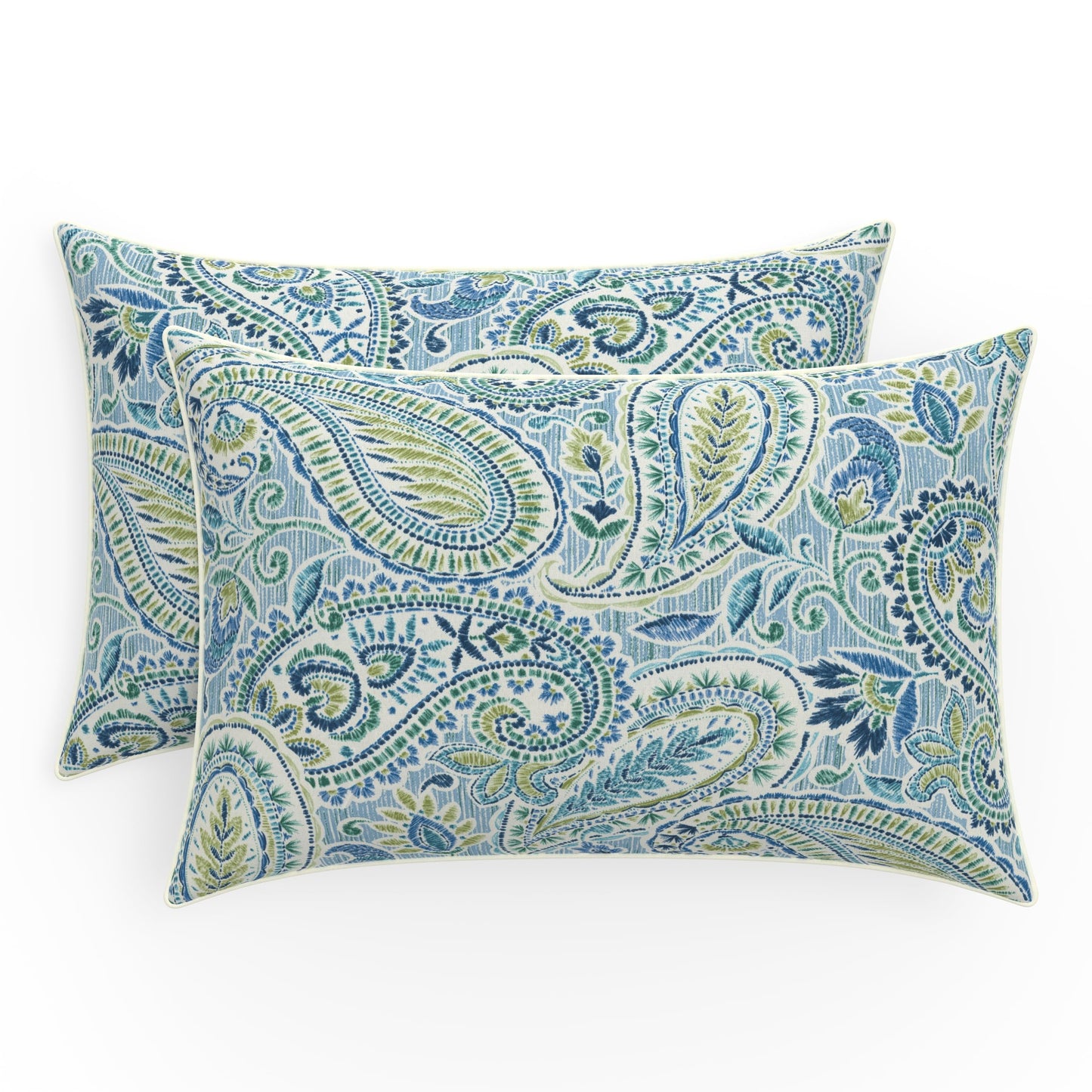 Pillow Perfect Paisley Indoor/Outdoor Accent Throw Pillow, Plush Fill, Weather, and Fade Resistant, Lumbar - 11.5" x 18.5" , Blue/Multi Ummi, 2 Count