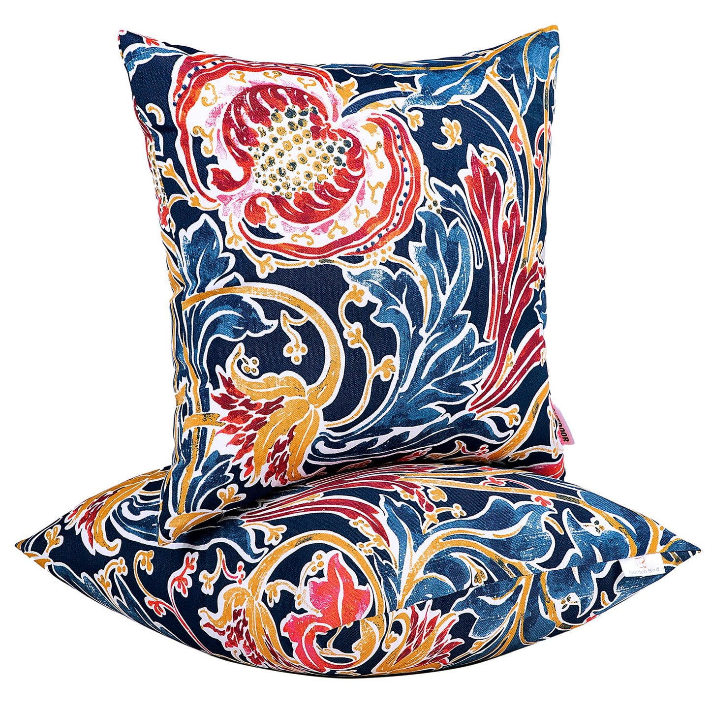 JMGBird Outdoor Throw Pillows Waterproof Outdoor Pillow Covers with Inserts | Outdoor Pillows with Inserts - 18x18 Waterproof Throw Pillows for Patio Furniture, Navy Blue Sunflower Decorative Cushions