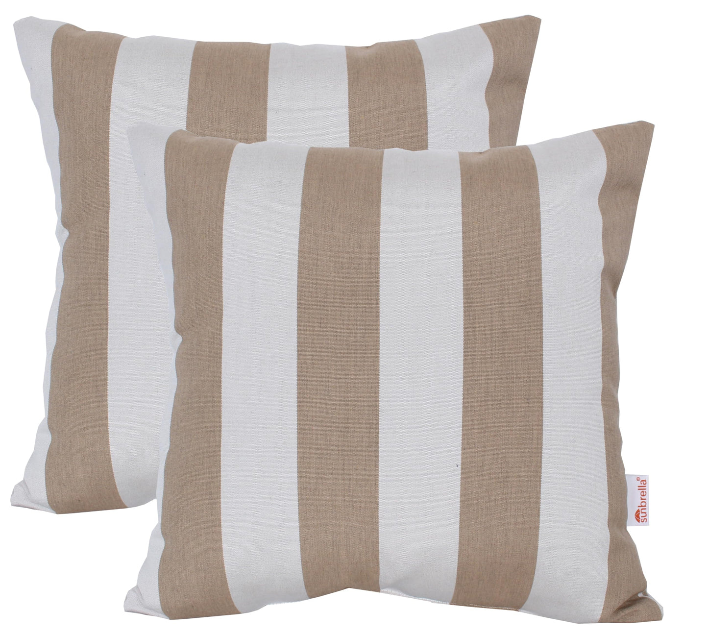 Outdoor/Indoor Sunbrella Throw Pillow Cover Only Square Set of 2 Pieces 18 inch x 18 inch Maxim Heather Beige Stripe - Insert Not Included