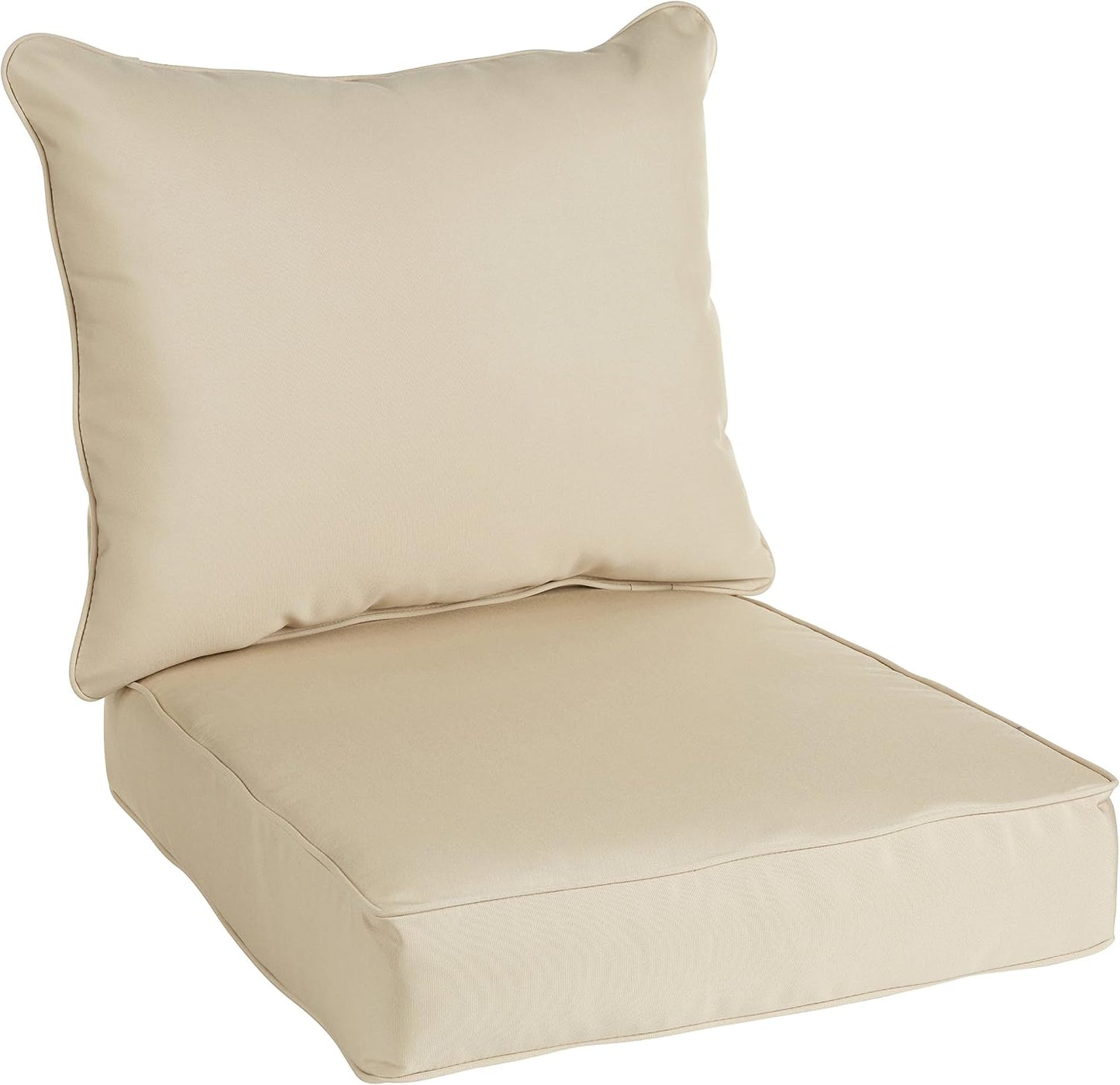 Sorra Home Sunbrella Deep Seating Cushion Set - Outdoor Chair Pad & Back Pillow, Water & Fade Resistant for Patio Furniture with Plush Foam - Lido Indigo (23" x 25" x 5")
