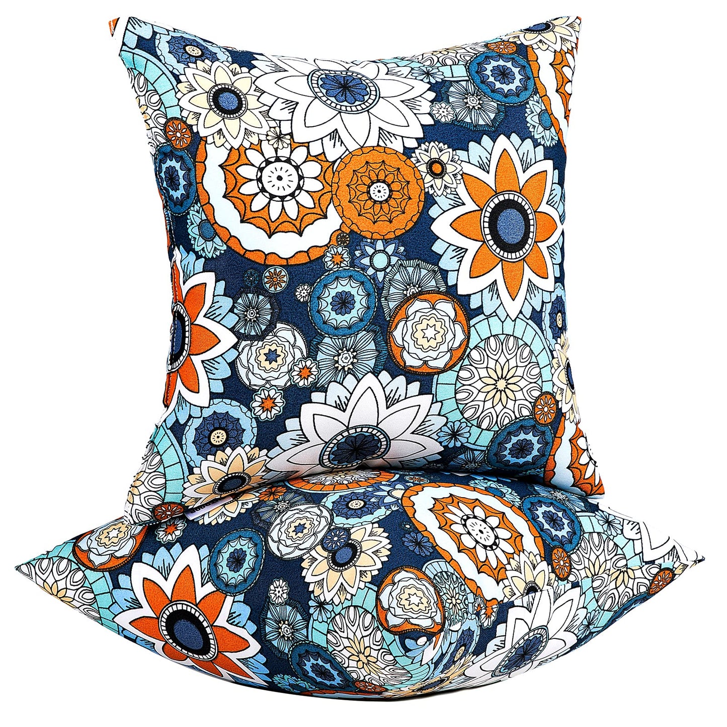 JMGBird Outdoor Throw Pillows Waterproof Outdoor Pillow Covers with Inserts | Outdoor Pillows with Inserts - 18x18 Waterproof Throw Pillows for Patio Furniture, Navy Blue Sunflower Decorative Cushions