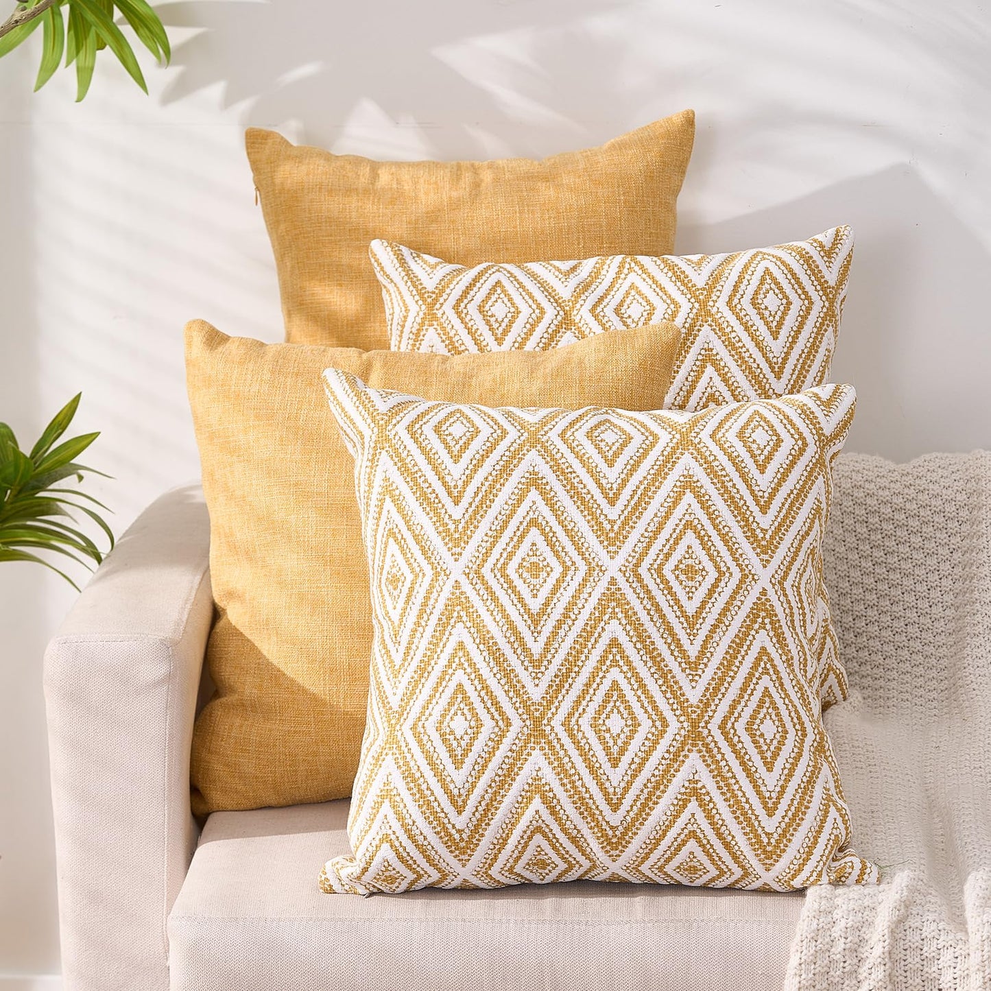 HPUK Throw Pillow Covers 20x20 Inch Set of 4, Linen Decorative Pillow Covers, Accent Cushion Covers for Couch Sofa Bed Bedroom Living Room Décor, Grey