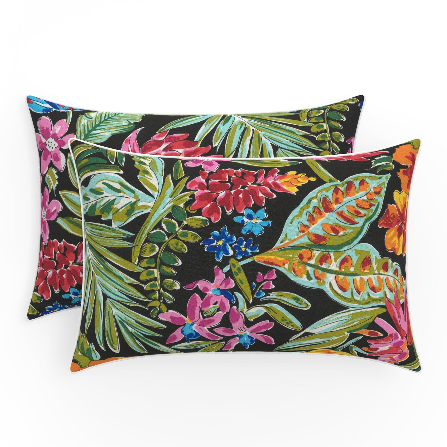Pillow Perfect Floral Indoor/Outdoor Accent Throw Pillow, Plush Fill, Weather, and Fade Resistant, Large Throw - 18.5" x 18.5", Brown/Green Coventry, 2 Count