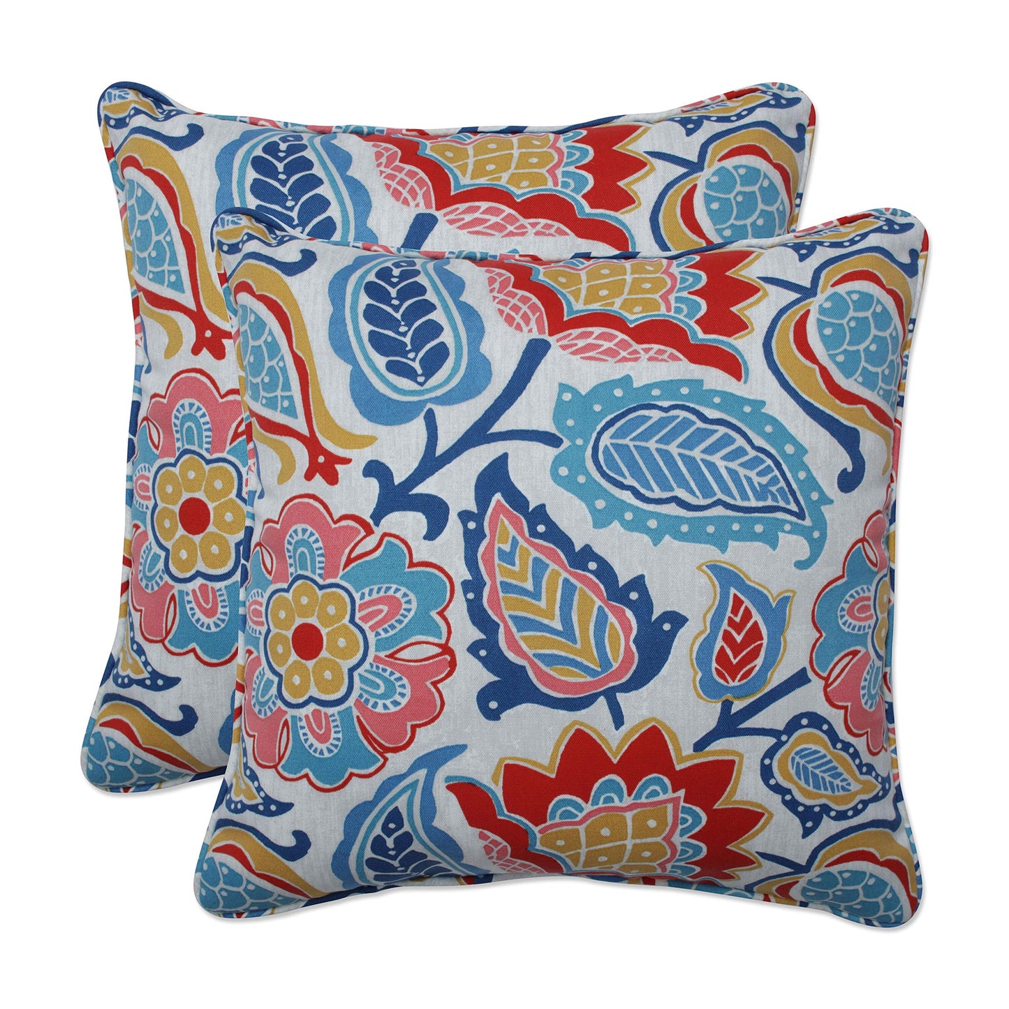 Pillow Perfect Paisley Indoor/Outdoor Accent Throw Pillow, Plush Fill, Weather, and Fade Resistant, Lumbar - 11.5" x 18.5" , Blue/Multi Ummi, 2 Count