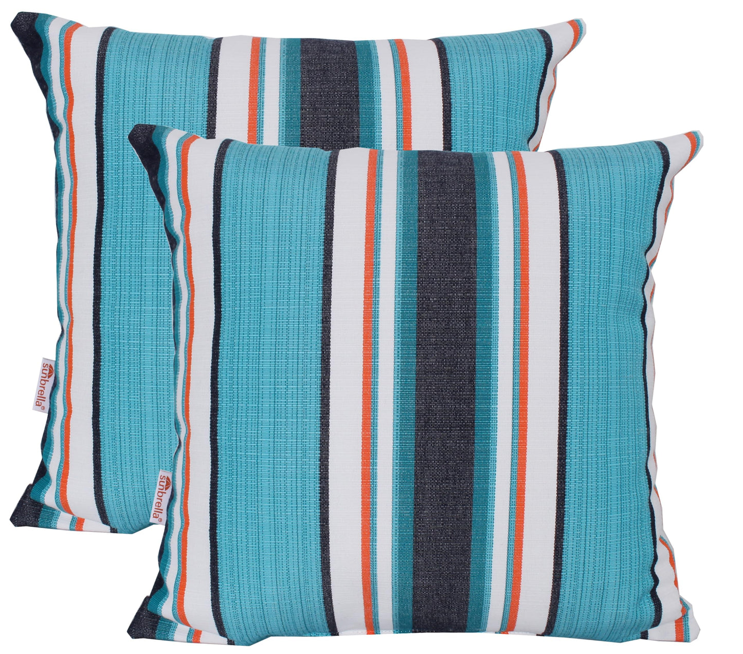 Outdoor/Indoor Sunbrella Throw Pillow Cover Only Square Set of 2 Pieces 18 inch x 18 inch Maxim Heather Beige Stripe - Insert Not Included