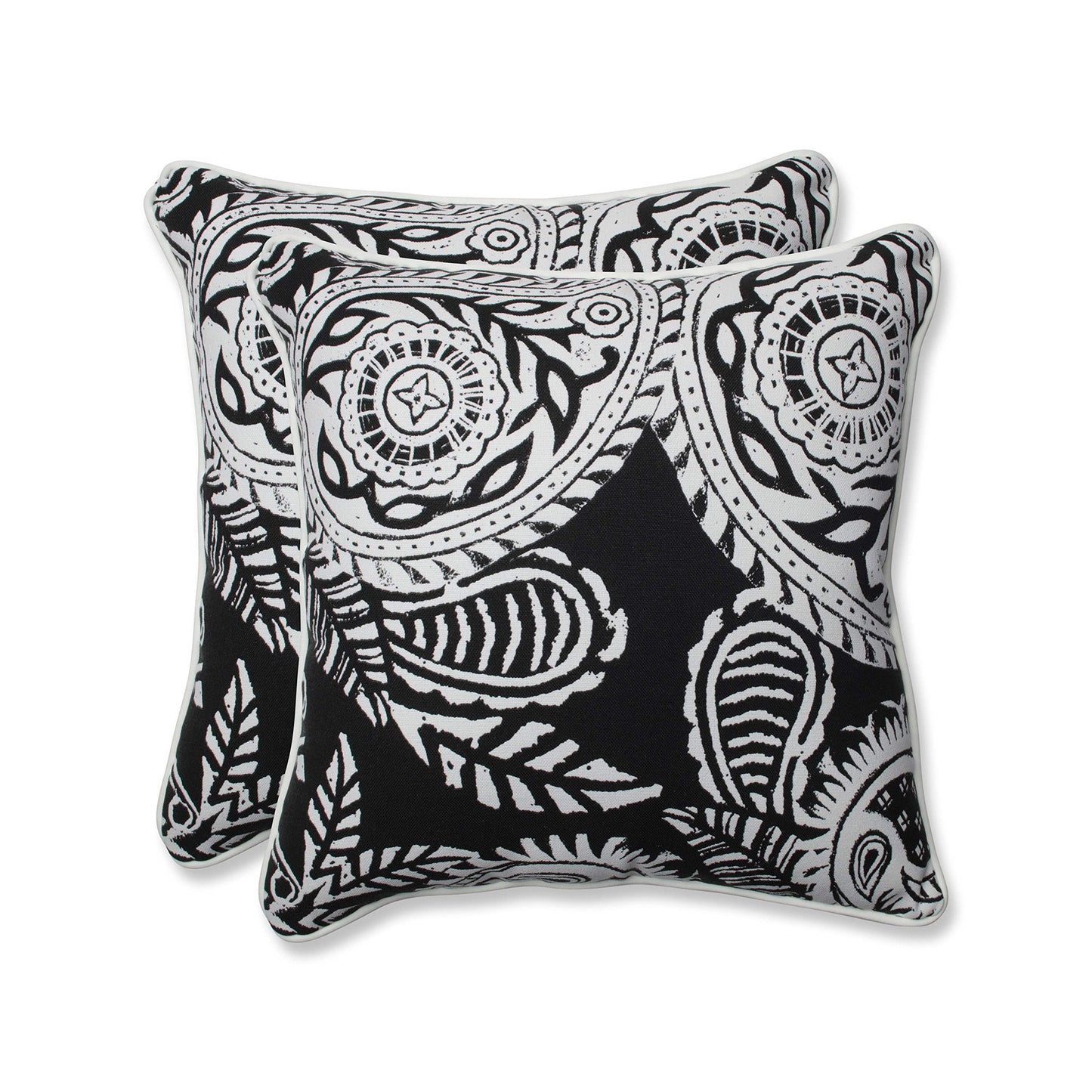 Pillow Perfect Paisley Indoor/Outdoor Accent Throw Pillow, Plush Fill, Weather, and Fade Resistant, Lumbar - 11.5" x 18.5" , Blue/Multi Ummi, 2 Count