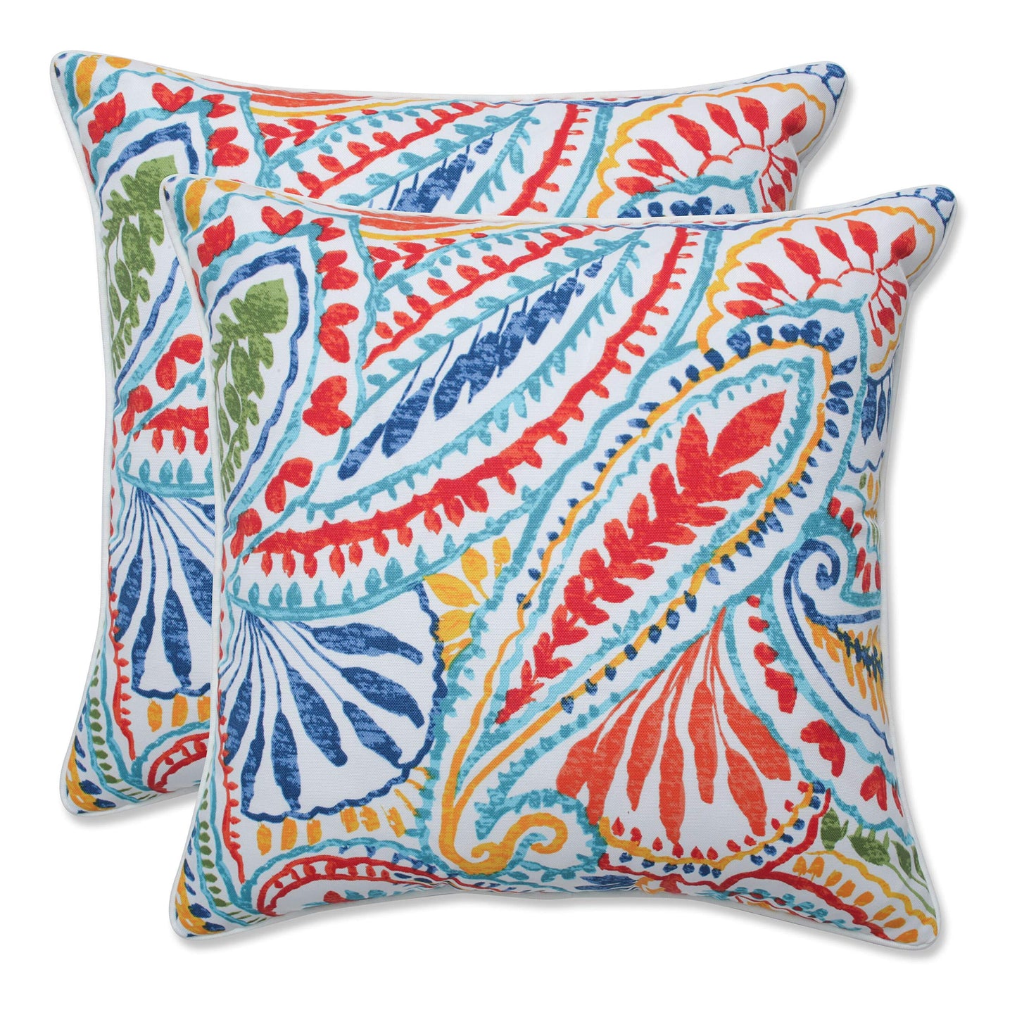 Pillow Perfect Paisley Indoor/Outdoor Accent Throw Pillow, Plush Fill, Weather, and Fade Resistant, Lumbar - 11.5" x 18.5" , Blue/Multi Ummi, 2 Count