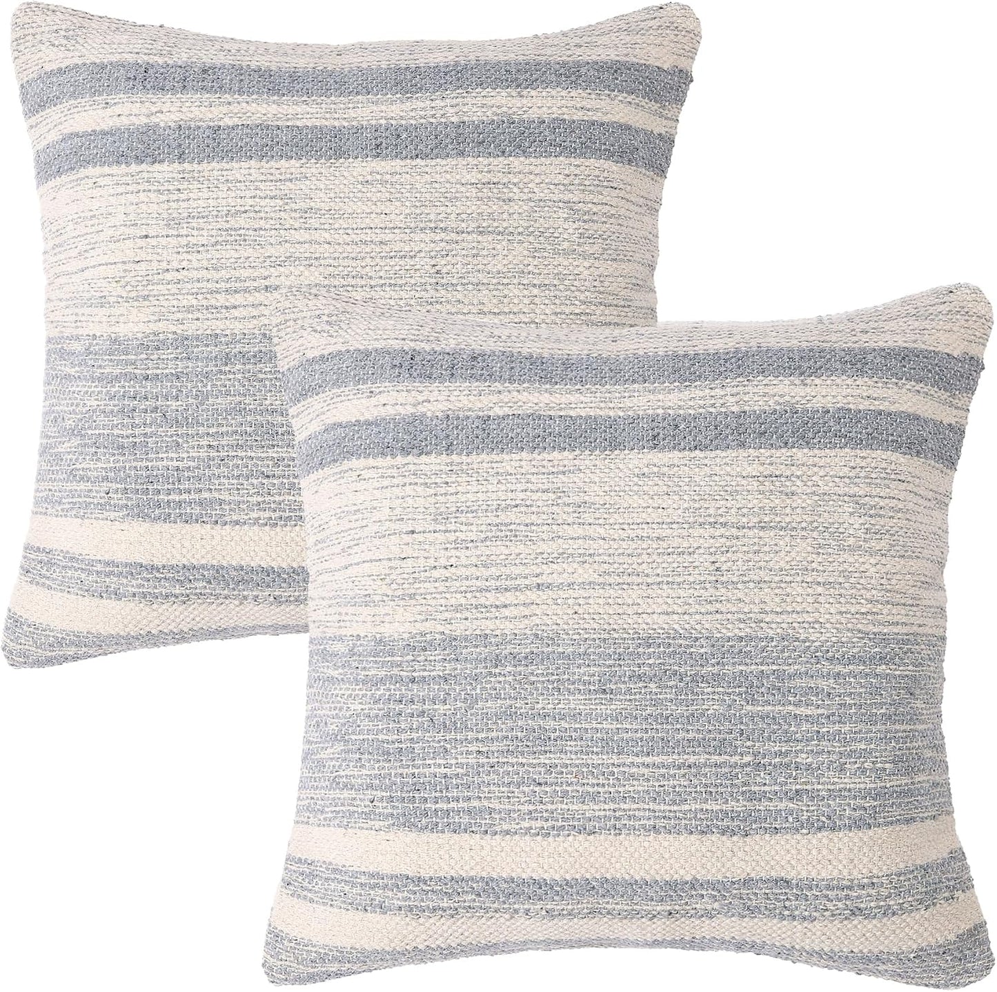 · REDEARTH · Tufted Throw Pillow Cushion Covers - Boho Textured Woven Decorative Cases Set for Couch - Sofa - Bed - Farmhouse - Chair - Covered Patio - car - 100% Cotton (18x18 ; Gray) Pack of 2