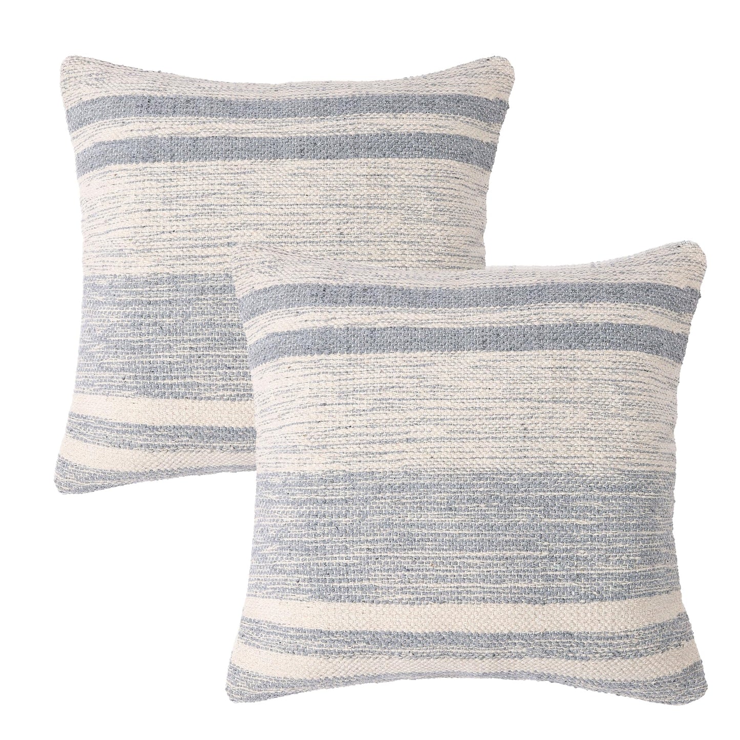 · REDEARTH · Tufted Throw Pillow Cushion Covers - Boho Textured Woven Decorative Cases Set for Couch - Sofa - Bed - Farmhouse - Chair - Covered Patio - car - 100% Cotton (18x18 ; Gray) Pack of 2