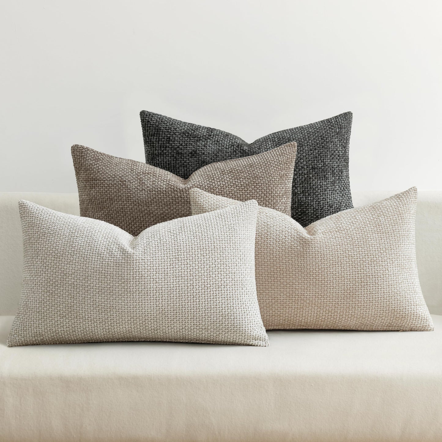 MIULEE Pack of 4 Couch Throw Pillow Covers 20x20 Inch Neutral Blue Soft Decorative Chenille Pillow Covers Farmhouse Accent Cushion Covers for Boho Western Spring Coastal Decor Sofa Bed Living Room