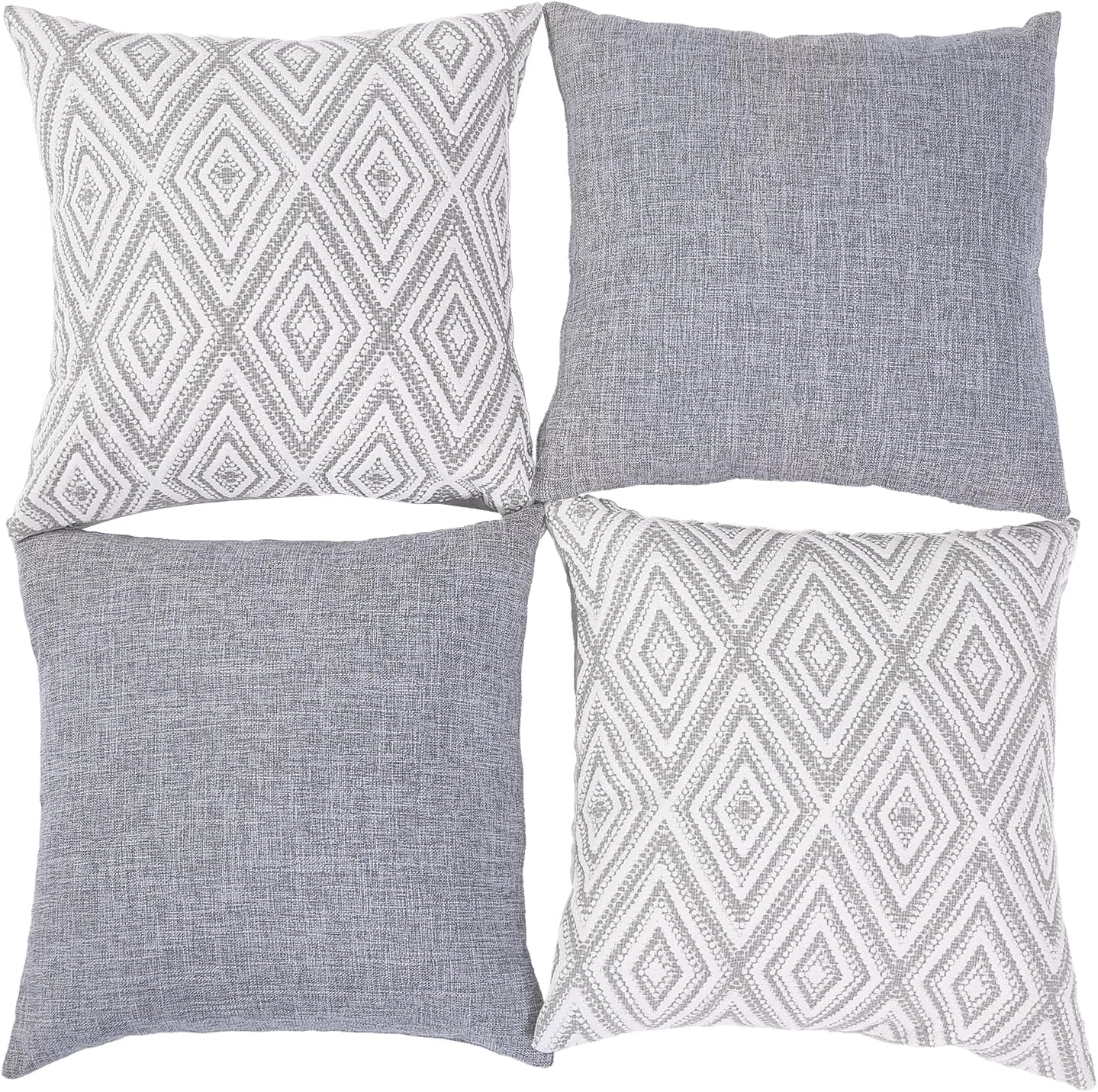 HPUK Throw Pillow Covers 20x20 Inch Set of 4, Linen Decorative Pillow Covers, Accent Cushion Covers for Couch Sofa Bed Bedroom Living Room Décor, Grey