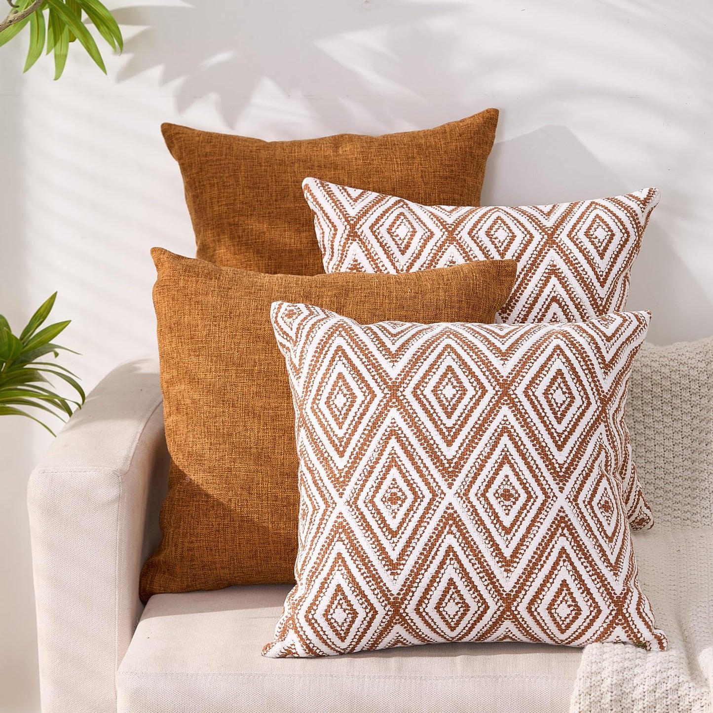 HPUK Throw Pillow Covers 20x20 Inch Set of 4, Linen Decorative Pillow Covers, Accent Cushion Covers for Couch Sofa Bed Bedroom Living Room Décor, Grey