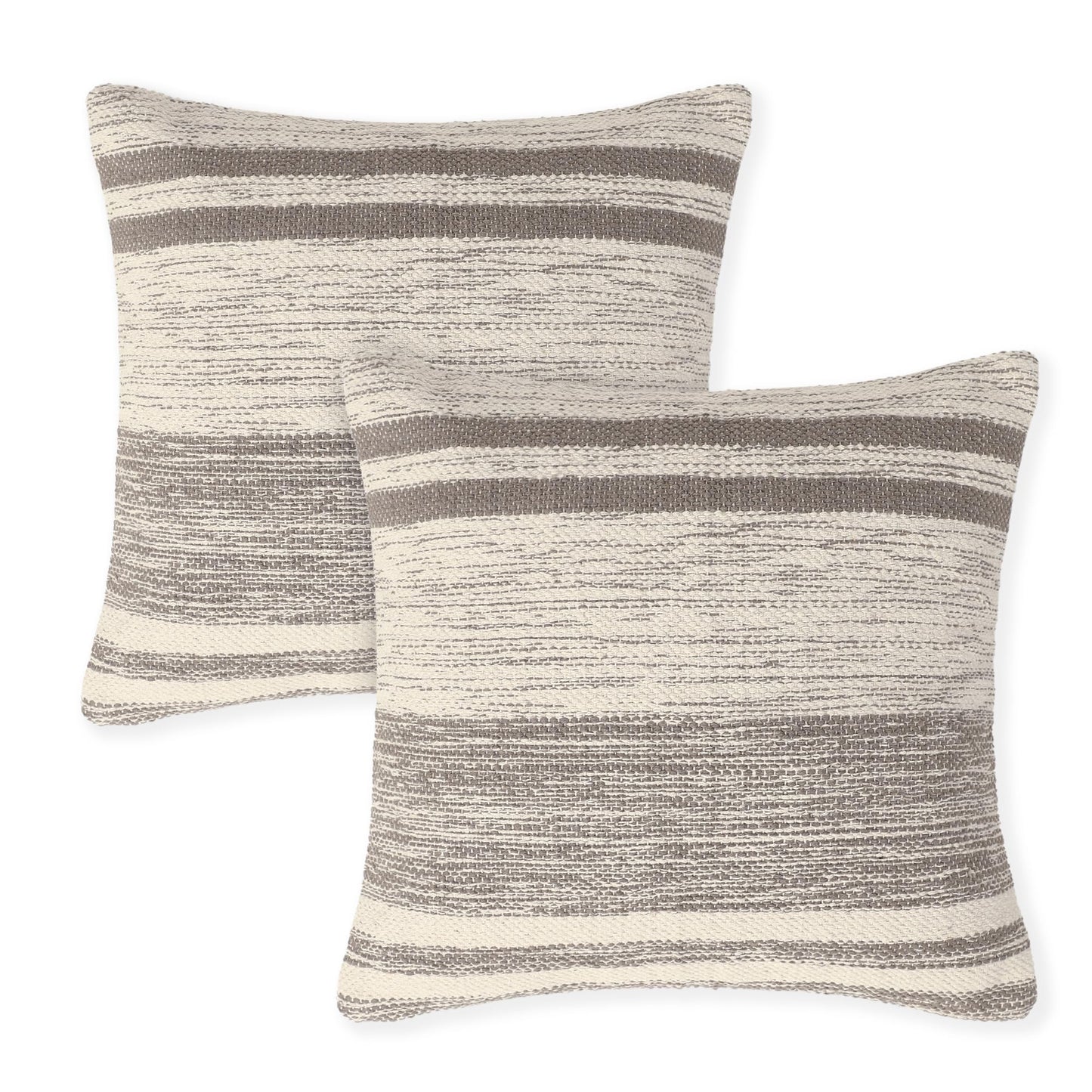 · REDEARTH · Tufted Throw Pillow Cushion Covers - Boho Textured Woven Decorative Cases Set for Couch - Sofa - Bed - Farmhouse - Chair - Covered Patio - car - 100% Cotton (18x18 ; Gray) Pack of 2