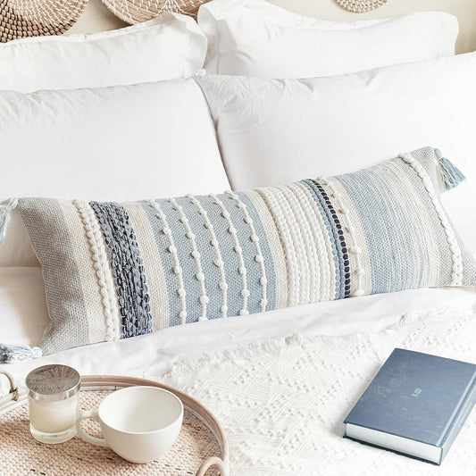 Coastal Boho Textured Decorative Lumbar Throw Pillow Cover Set