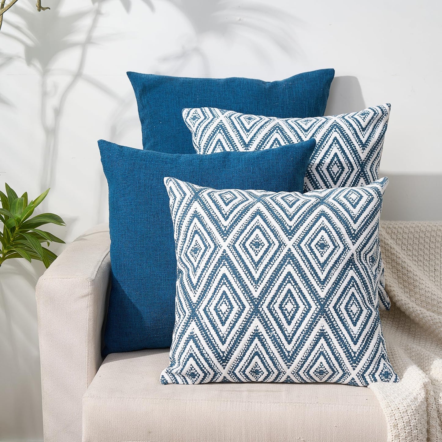 HPUK Throw Pillow Covers 20x20 Inch Set of 4, Linen Decorative Pillow Covers, Accent Cushion Covers for Couch Sofa Bed Bedroom Living Room Décor, Grey