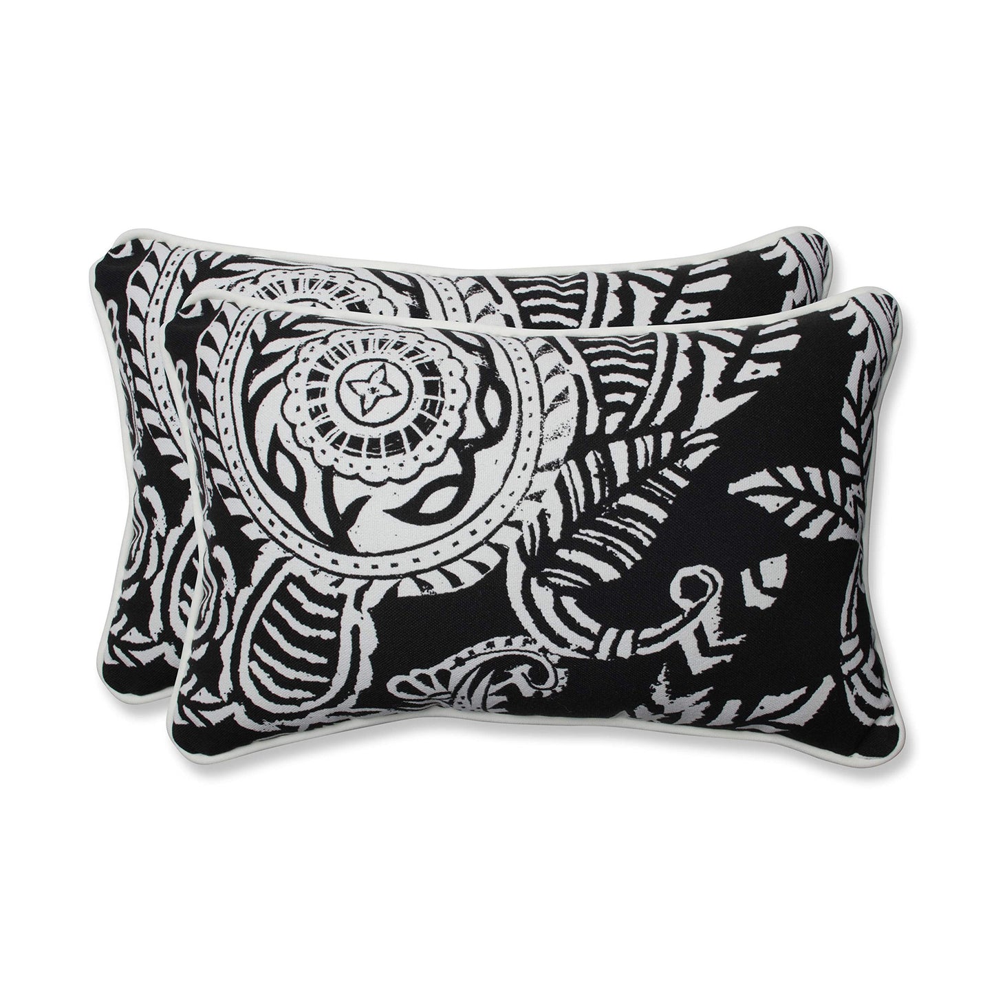 Pillow Perfect Paisley Indoor/Outdoor Accent Throw Pillow, Plush Fill, Weather, and Fade Resistant, Lumbar - 11.5" x 18.5" , Blue/Multi Ummi, 2 Count