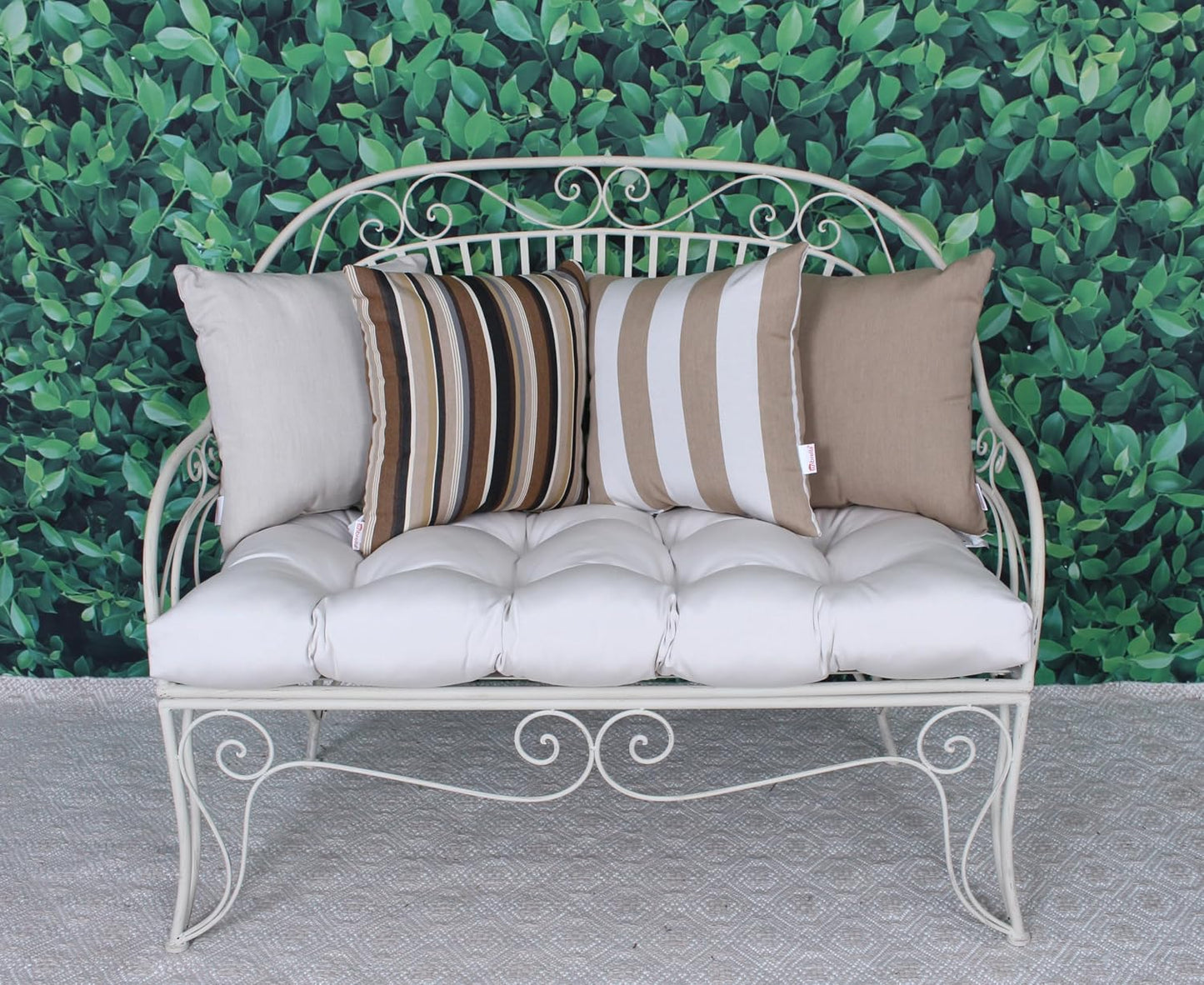 Outdoor/Indoor Sunbrella Throw Pillow Cover Only Square Set of 2 Pieces 18 inch x 18 inch Maxim Heather Beige Stripe - Insert Not Included