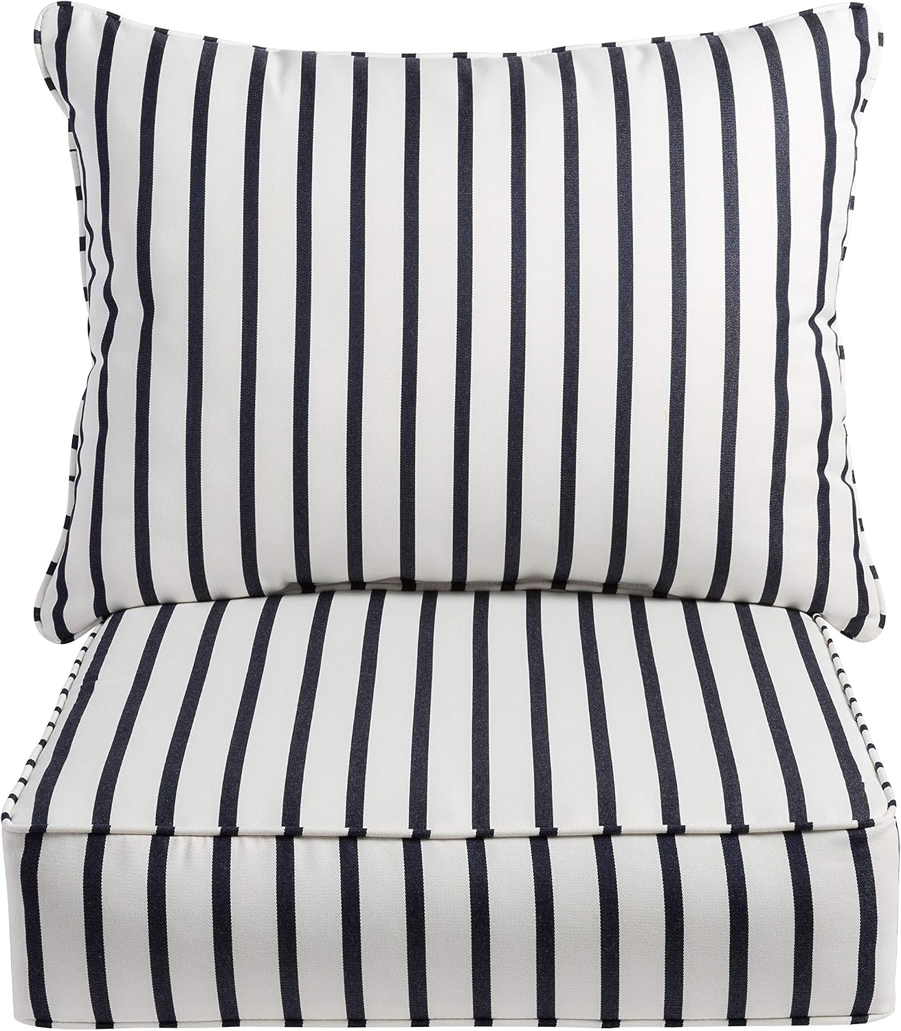 Sorra Home Sunbrella Deep Seating Cushion Set - Outdoor Chair Pad & Back Pillow, Water & Fade Resistant for Patio Furniture with Plush Foam - Lido Indigo (23" x 25" x 5")