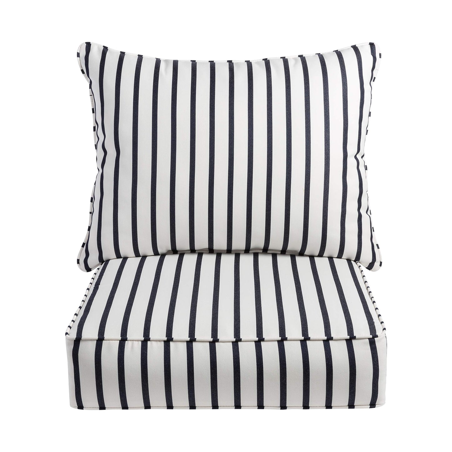 Sorra Home Sunbrella Deep Seating Cushion Set - Outdoor Chair Pad & Back Pillow, Water & Fade Resistant for Patio Furniture with Plush Foam - Lido Indigo (23" x 25" x 5")