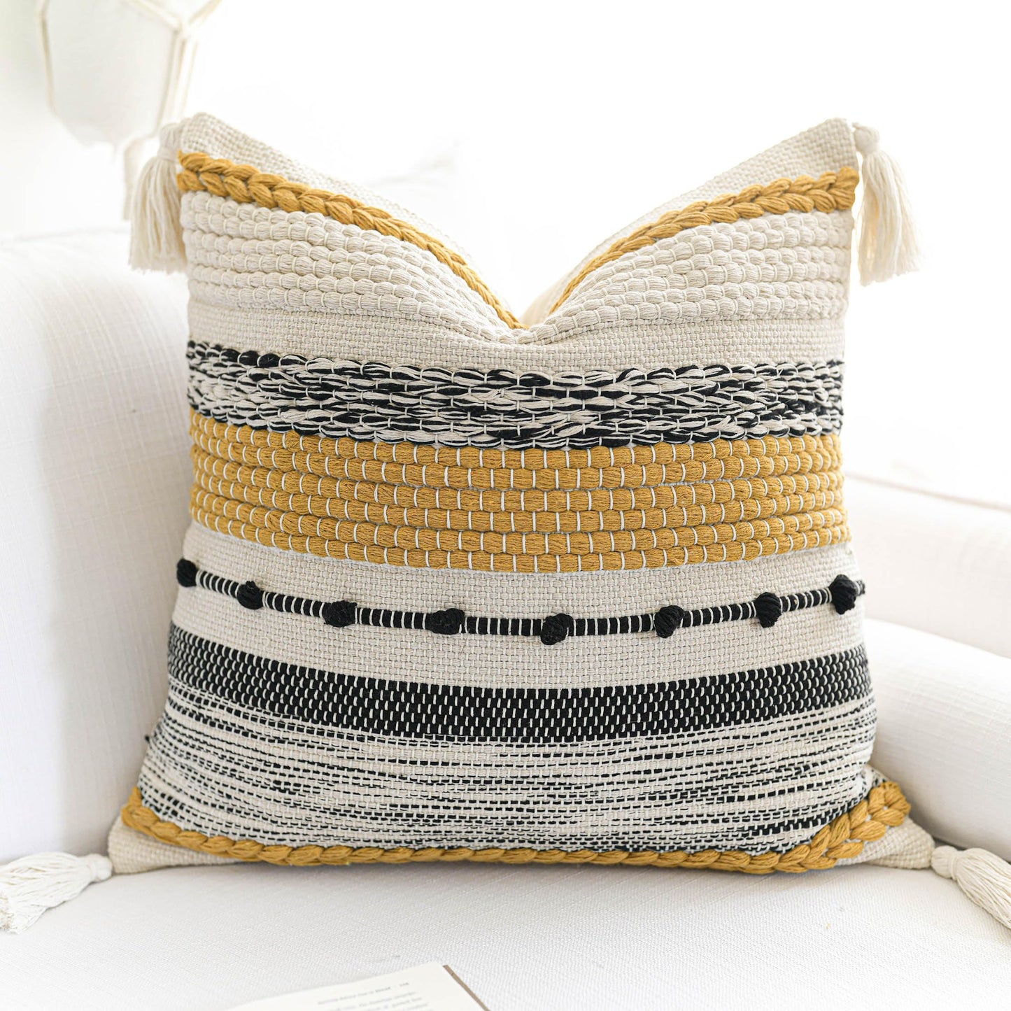 Coastal Boho Textured Decorative Lumbar Throw Pillow Cover Set