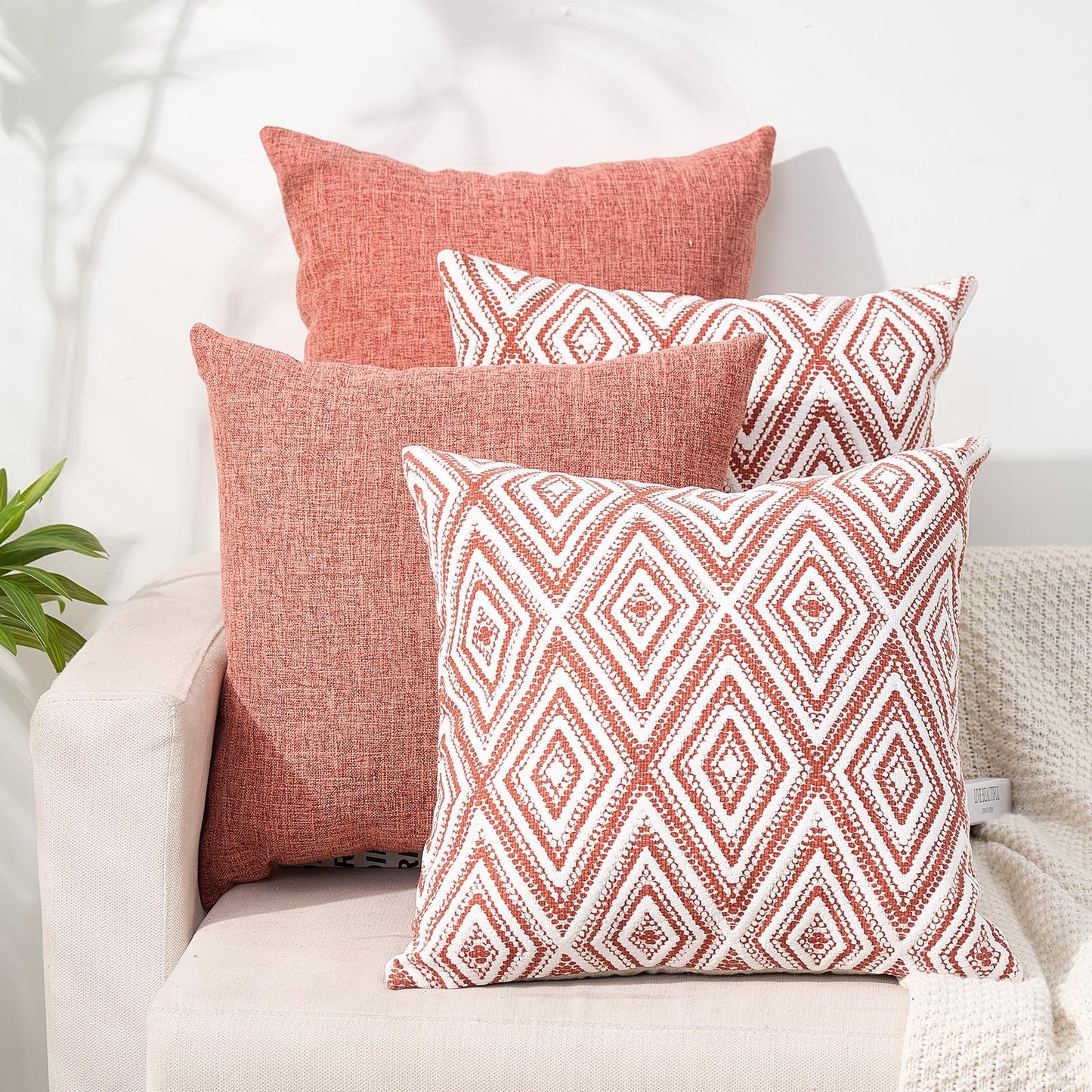 HPUK Throw Pillow Covers 20x20 Inch Set of 4, Linen Decorative Pillow Covers, Accent Cushion Covers for Couch Sofa Bed Bedroom Living Room Décor, Grey