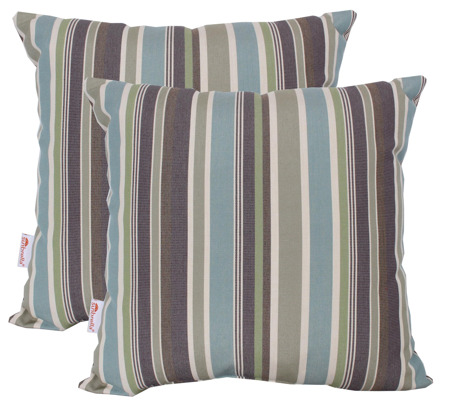 Outdoor/Indoor Sunbrella Throw Pillow Cover Only Square Set of 2 Pieces 18 inch x 18 inch Maxim Heather Beige Stripe - Insert Not Included