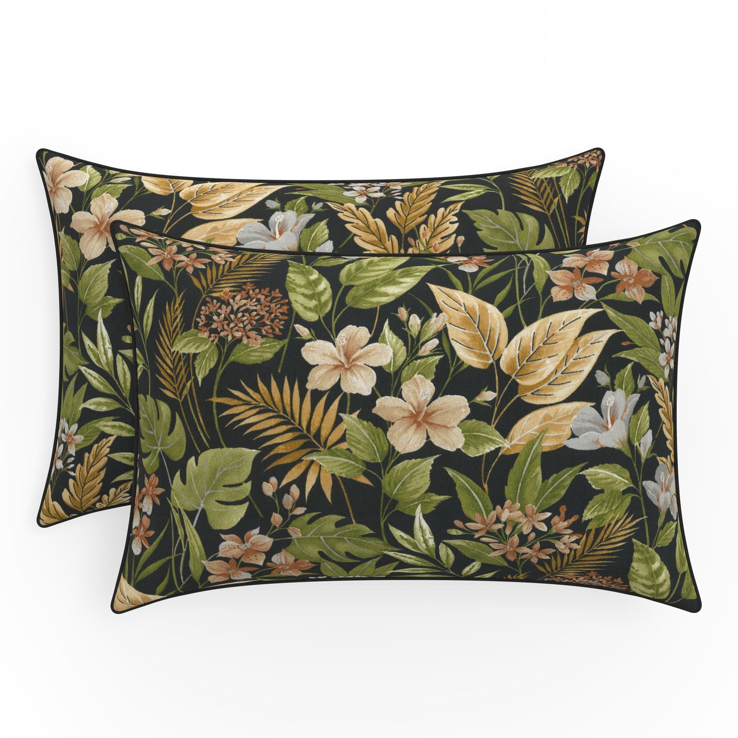 Pillow Perfect Floral Indoor/Outdoor Accent Throw Pillow, Plush Fill, Weather, and Fade Resistant, Large Throw - 18.5" x 18.5", Brown/Green Coventry, 2 Count