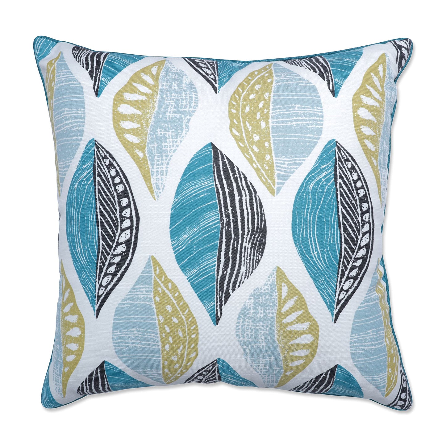 Pillow Perfect Botanical Indoor/Outdoor Throw Pillows, 2 Count, Large - 18.5" x 18.5", Green/Ivory Key Cove