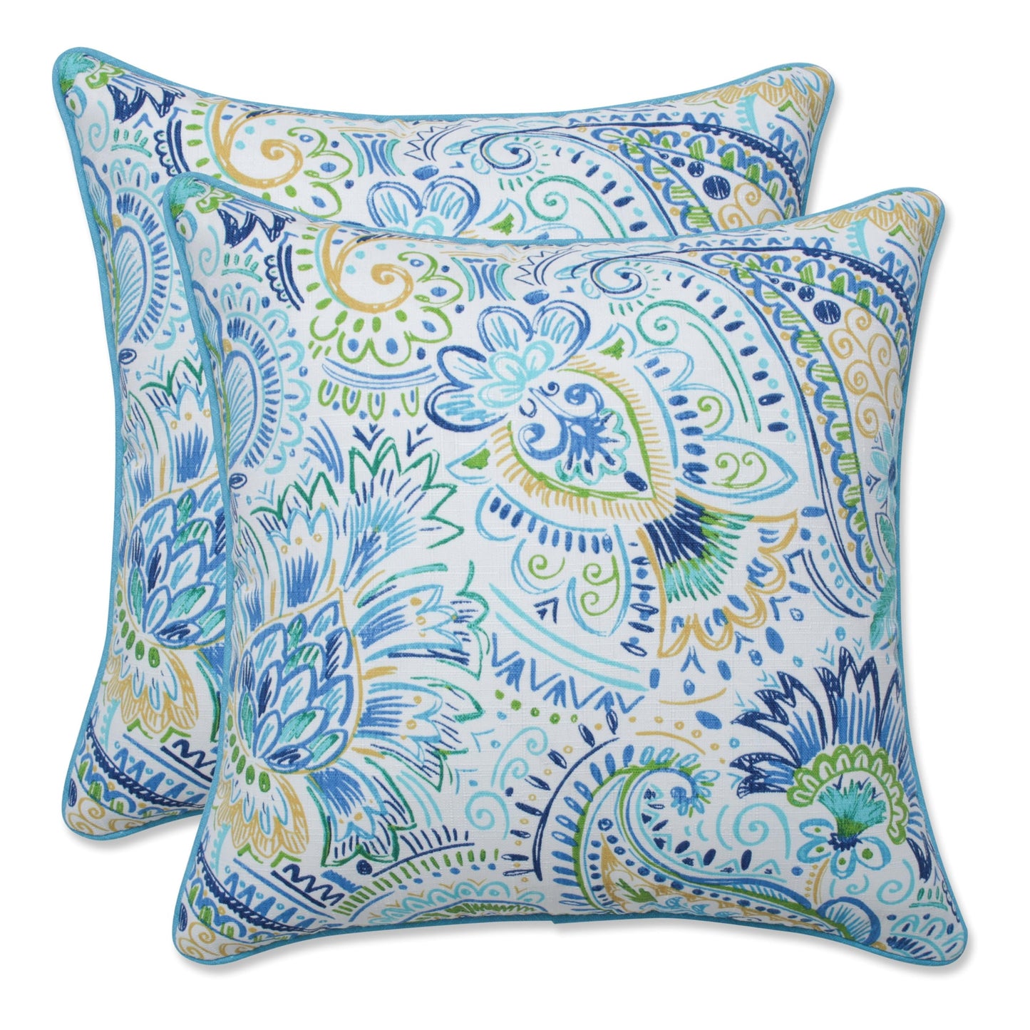 Pillow Perfect Paisley Indoor/Outdoor Accent Throw Pillow, Plush Fill, Weather, and Fade Resistant, Lumbar - 11.5" x 18.5" , Blue/Multi Ummi, 2 Count