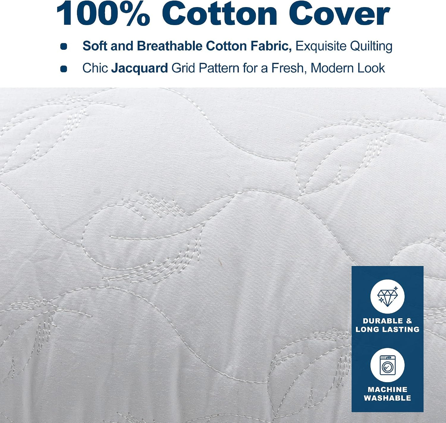 26 x 26 Throw Pillow Inserts with Lace Edge - Soft and Fluffy, Breathable Quilted Cotton Fabric - Decorative Pillows for Couch Sofa Bed, White, Pack of 2