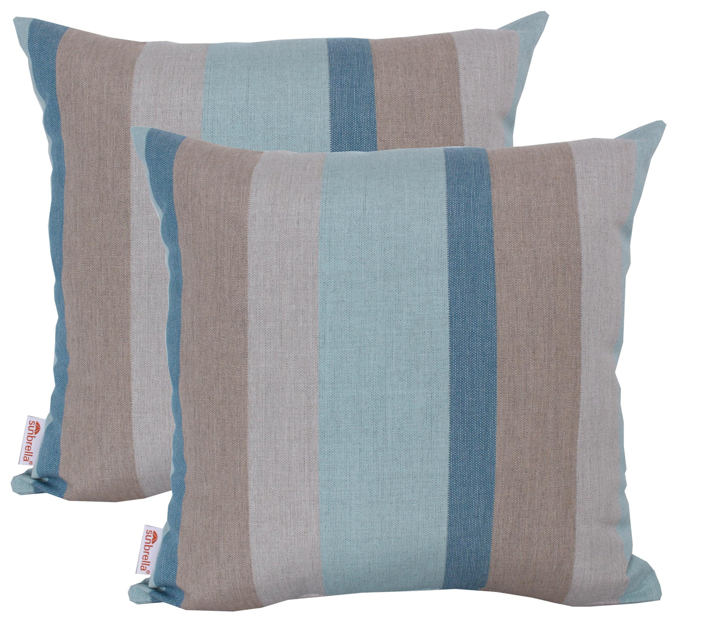 Outdoor/Indoor Sunbrella Throw Pillow Cover Only Square Set of 2 Pieces 18 inch x 18 inch Maxim Heather Beige Stripe - Insert Not Included