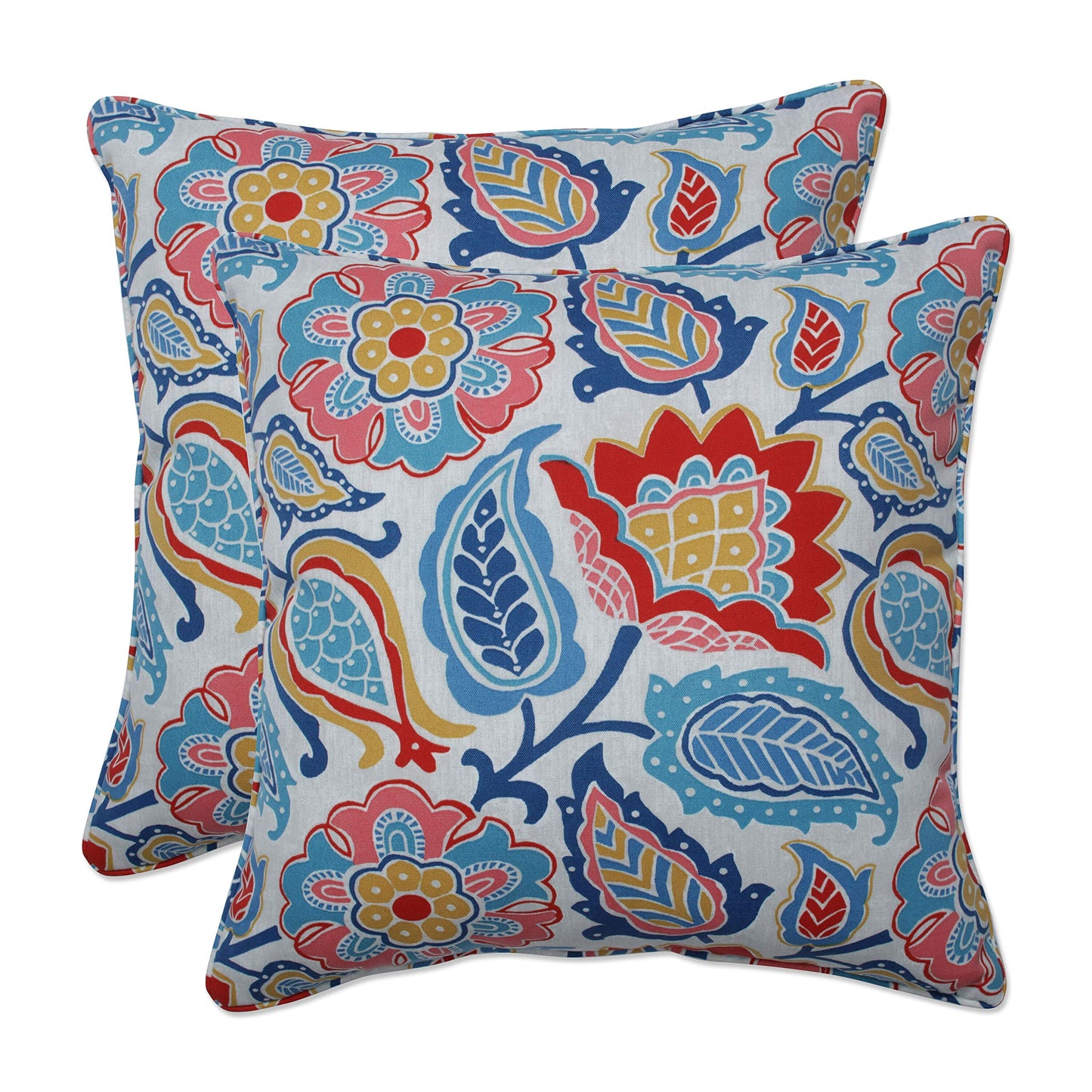 Pillow Perfect Paisley Indoor/Outdoor Accent Throw Pillow, Plush Fill, Weather, and Fade Resistant, Lumbar - 11.5" x 18.5" , Blue/Multi Ummi, 2 Count