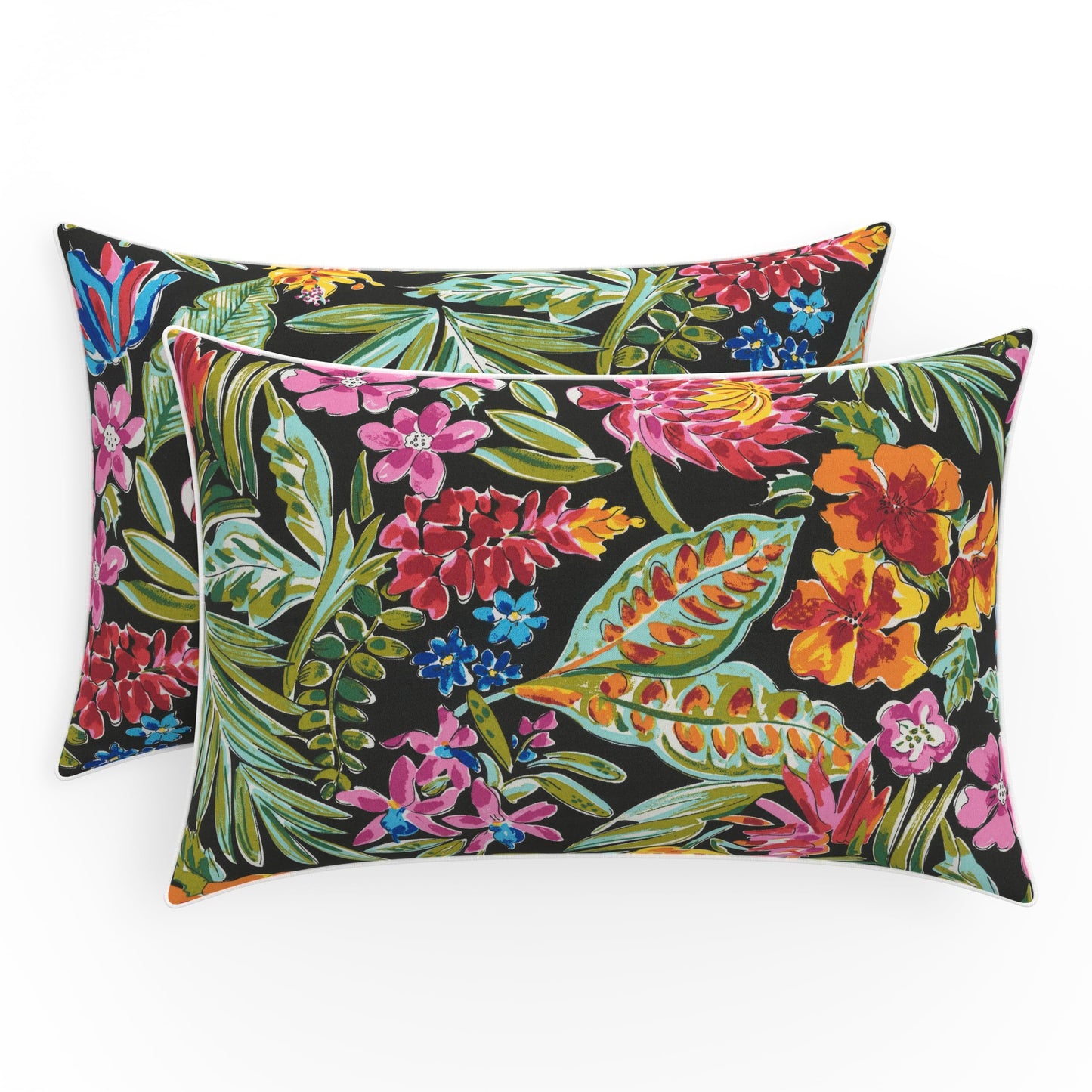 Pillow Perfect Floral Indoor/Outdoor Accent Throw Pillow, Plush Fill, Weather, and Fade Resistant, Large Throw - 18.5" x 18.5", Brown/Green Coventry, 2 Count
