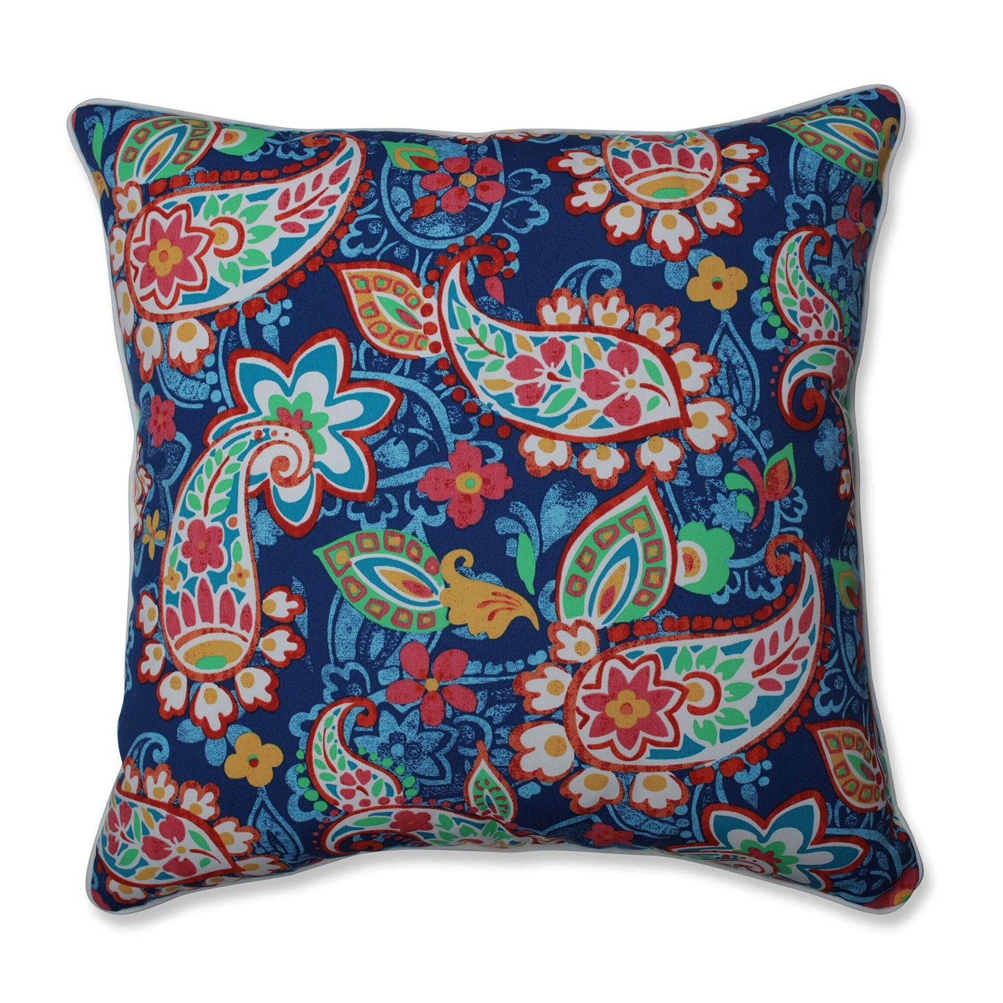 Pillow Perfect Paisley Indoor/Outdoor Accent Throw Pillow, Plush Fill, Weather, and Fade Resistant, Lumbar - 11.5" x 18.5" , Blue/Multi Ummi, 2 Count
