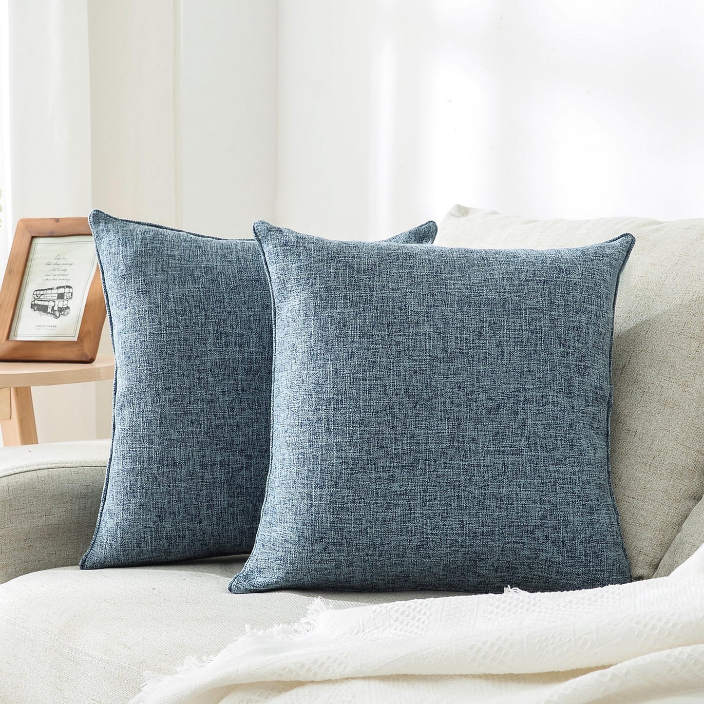 HPUK Throw Pillow Covers 20x20 Inch Set of 4, Linen Decorative Pillow Covers, Accent Cushion Covers for Couch Sofa Bed Bedroom Living Room Décor, Grey