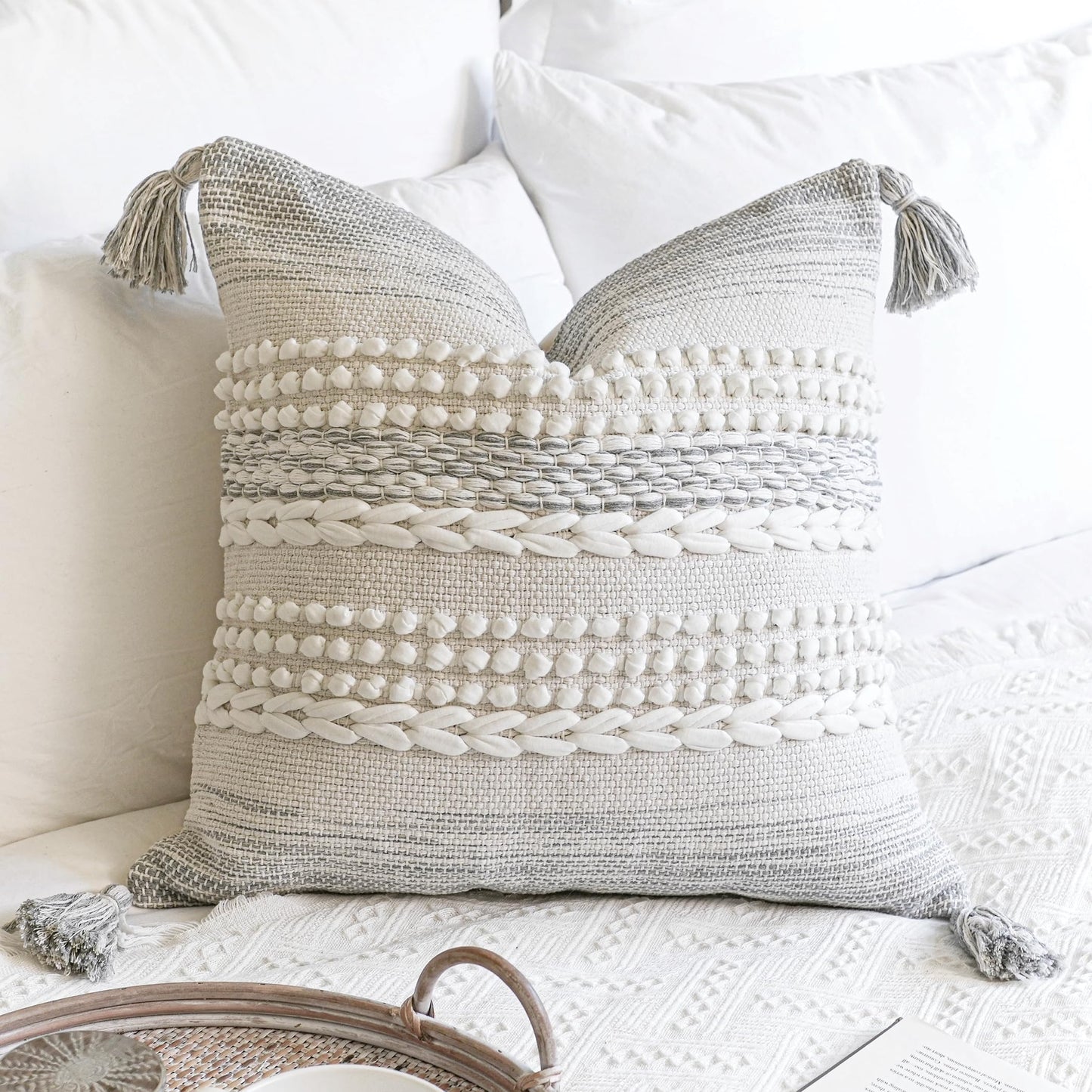 Boho Neutral Modern Farmhouse Decorative Lumbar Throw Pillow Cover