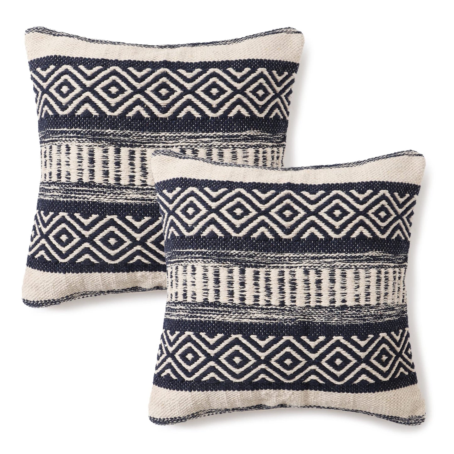 · REDEARTH · Tufted Throw Pillow Cushion Covers - Boho Textured Woven Decorative Cases Set for Couch - Sofa - Bed - Farmhouse - Chair - Covered Patio - car - 100% Cotton (18x18 ; Gray) Pack of 2