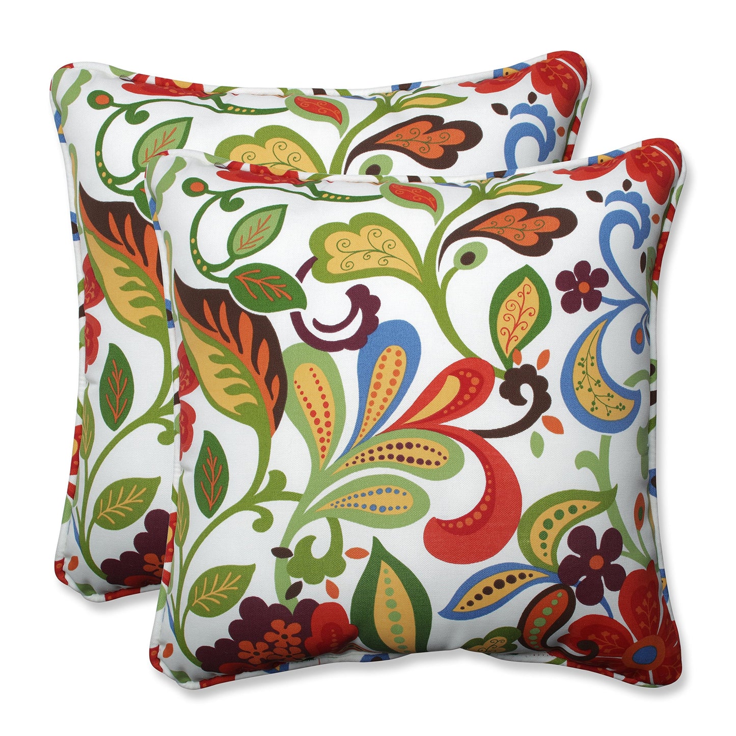 Pillow Perfect Paisley Indoor/Outdoor Accent Throw Pillow, Plush Fill, Weather, and Fade Resistant, Lumbar - 11.5" x 18.5" , Blue/Multi Ummi, 2 Count