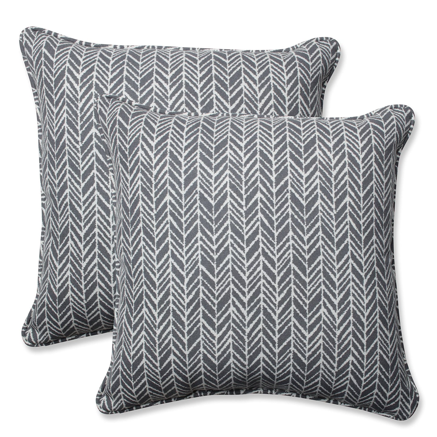 Pillow Perfect Outdoor/Indoor Herringbone Night Throw Pillows, 18.5" x 18.5", Black, 2 Pack