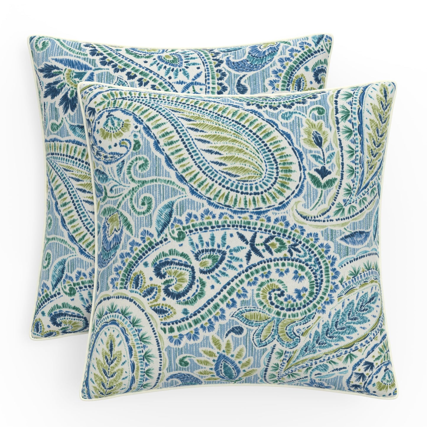 Pillow Perfect Paisley Indoor/Outdoor Accent Throw Pillow, Plush Fill, Weather, and Fade Resistant, Lumbar - 11.5" x 18.5" , Blue/Multi Ummi, 2 Count