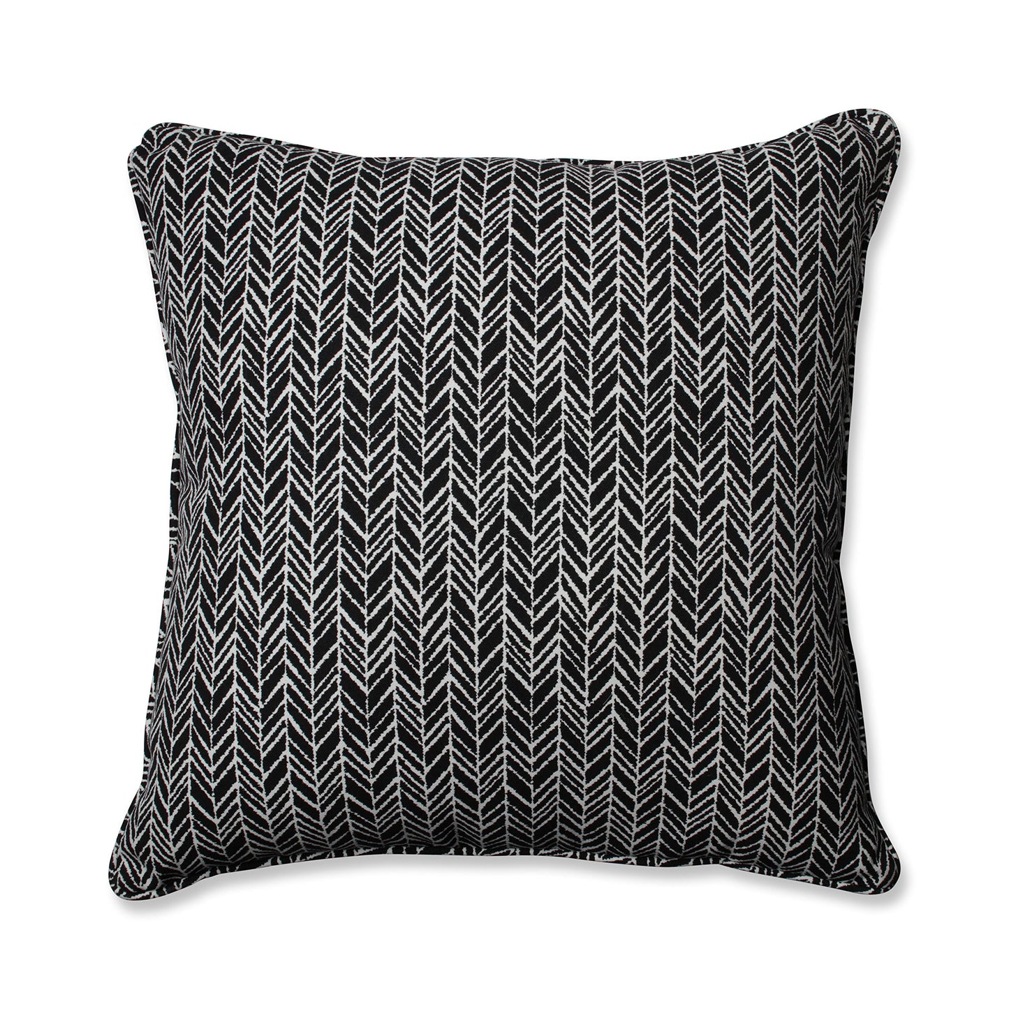 Pillow Perfect Outdoor/Indoor Herringbone Night Throw Pillows, 18.5" x 18.5", Black, 2 Pack