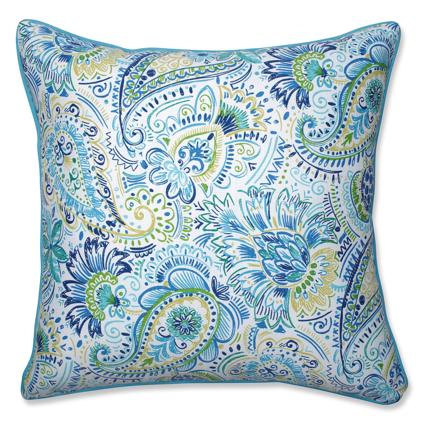 Pillow Perfect Paisley Indoor/Outdoor Accent Throw Pillow, Plush Fill, Weather, and Fade Resistant, Lumbar - 11.5" x 18.5" , Blue/Multi Ummi, 2 Count