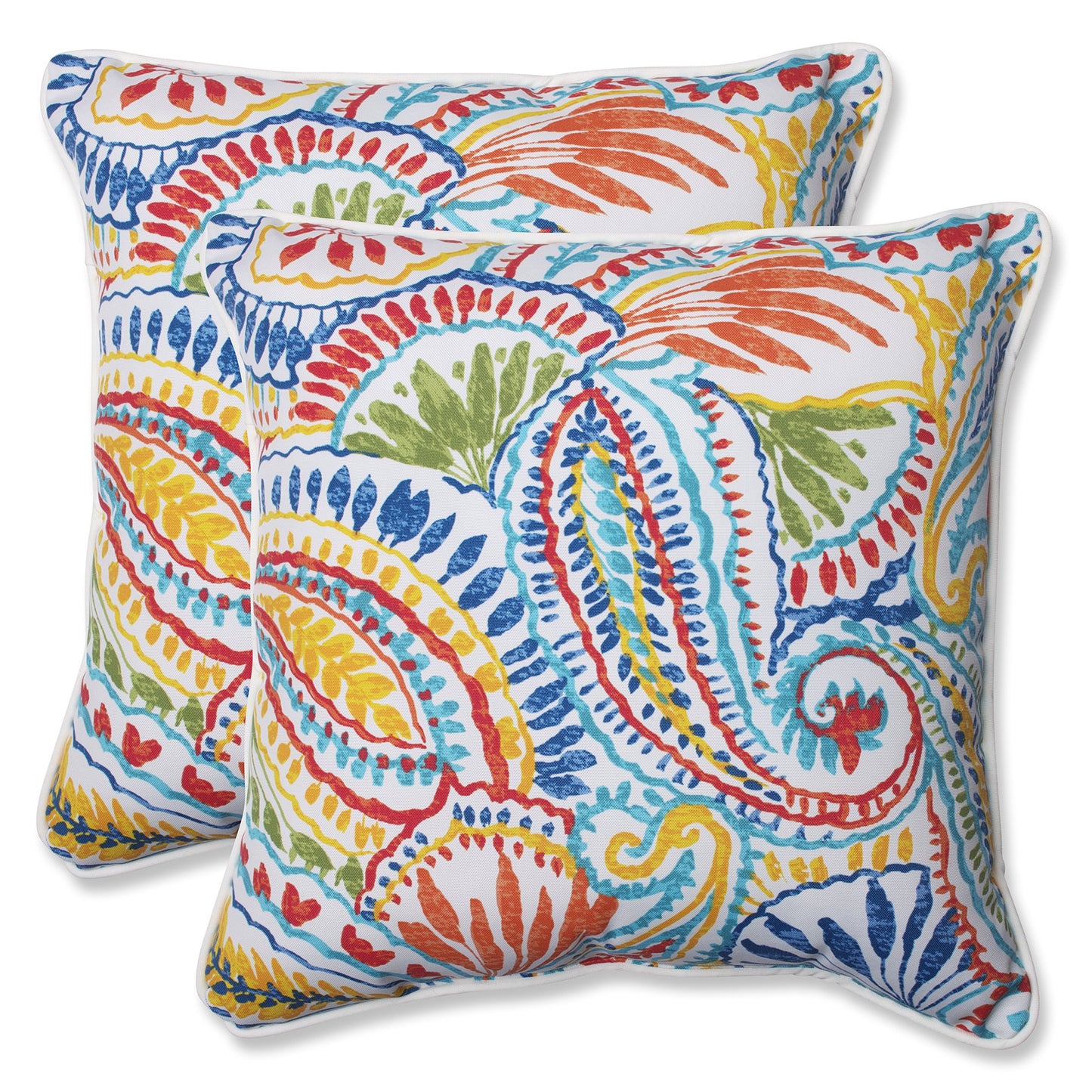 Pillow Perfect Paisley Indoor/Outdoor Accent Throw Pillow, Plush Fill, Weather, and Fade Resistant, Lumbar - 11.5" x 18.5" , Blue/Multi Ummi, 2 Count