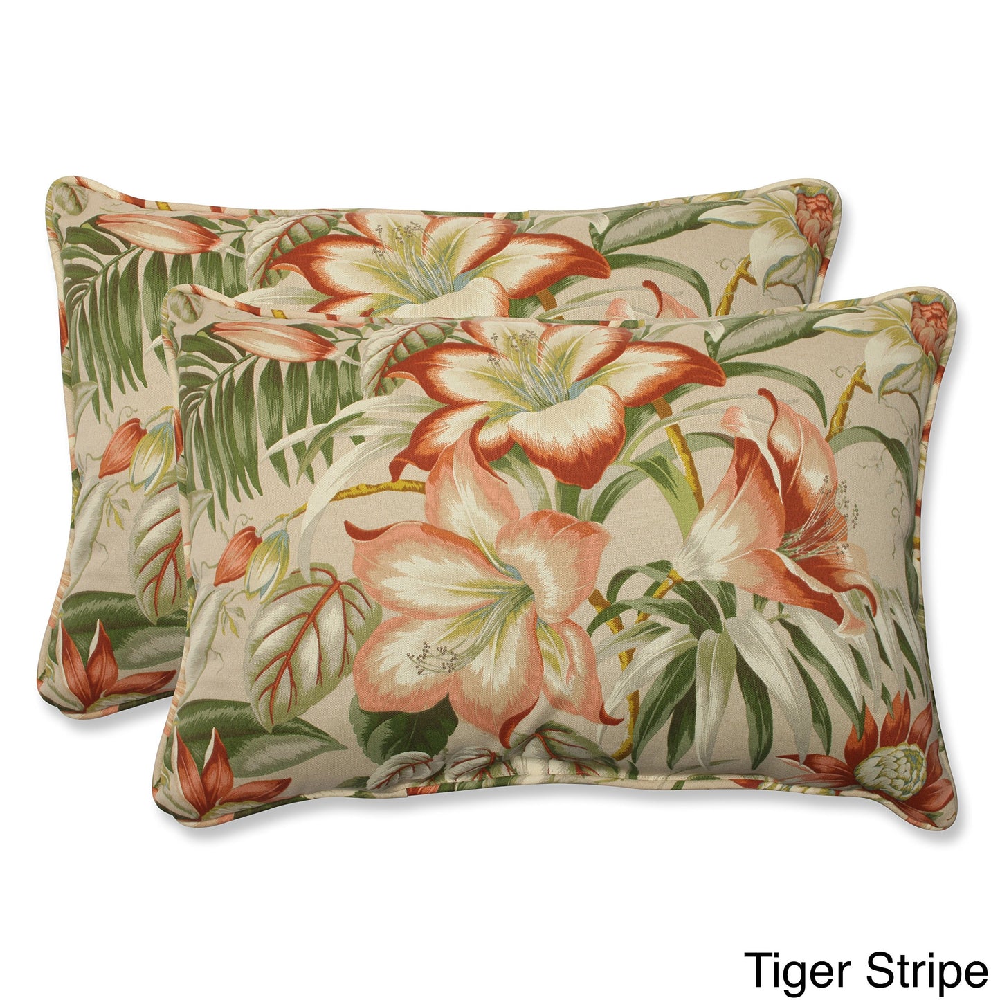 Pillow Perfect Floral Indoor/Outdoor Accent Throw Pillow, Plush Fill, Weather, and Fade Resistant, Large Throw - 18.5" x 18.5", Brown/Green Coventry, 2 Count
