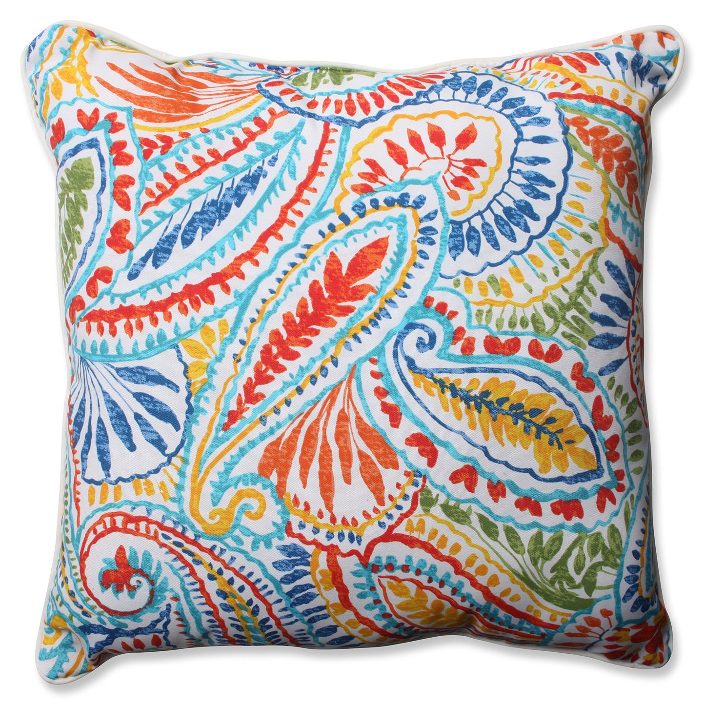 Pillow Perfect Paisley Indoor/Outdoor Accent Throw Pillow, Plush Fill, Weather, and Fade Resistant, Lumbar - 11.5" x 18.5" , Blue/Multi Ummi, 2 Count