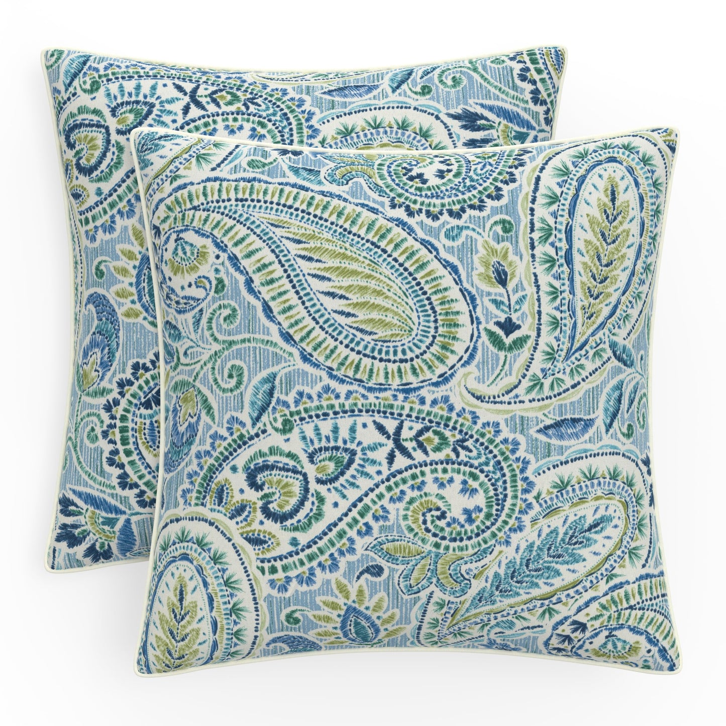Pillow Perfect Paisley Indoor/Outdoor Accent Throw Pillow, Plush Fill, Weather, and Fade Resistant, Lumbar - 11.5" x 18.5" , Blue/Multi Ummi, 2 Count